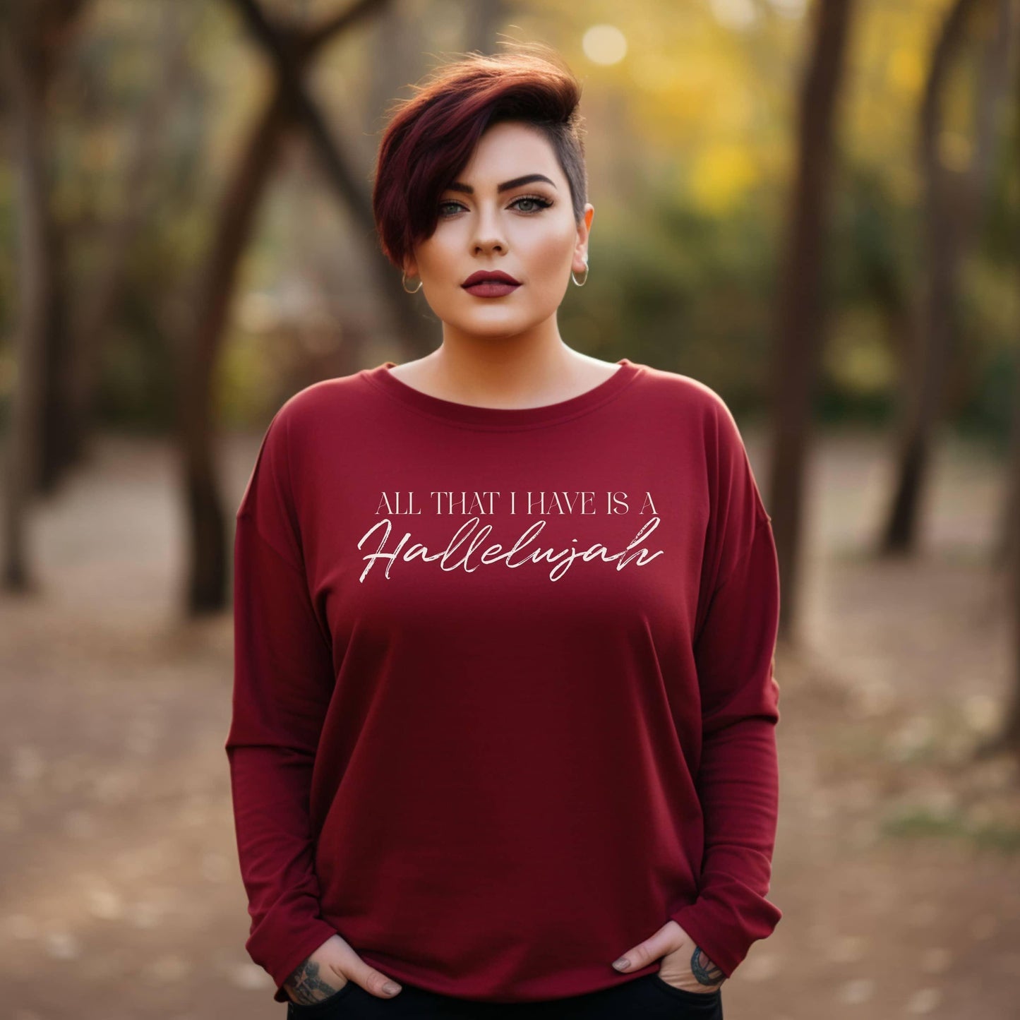 All That I Have Is A Hallelujah Women’s Plus Long Sleeve Tee - JT Footprint Apparel