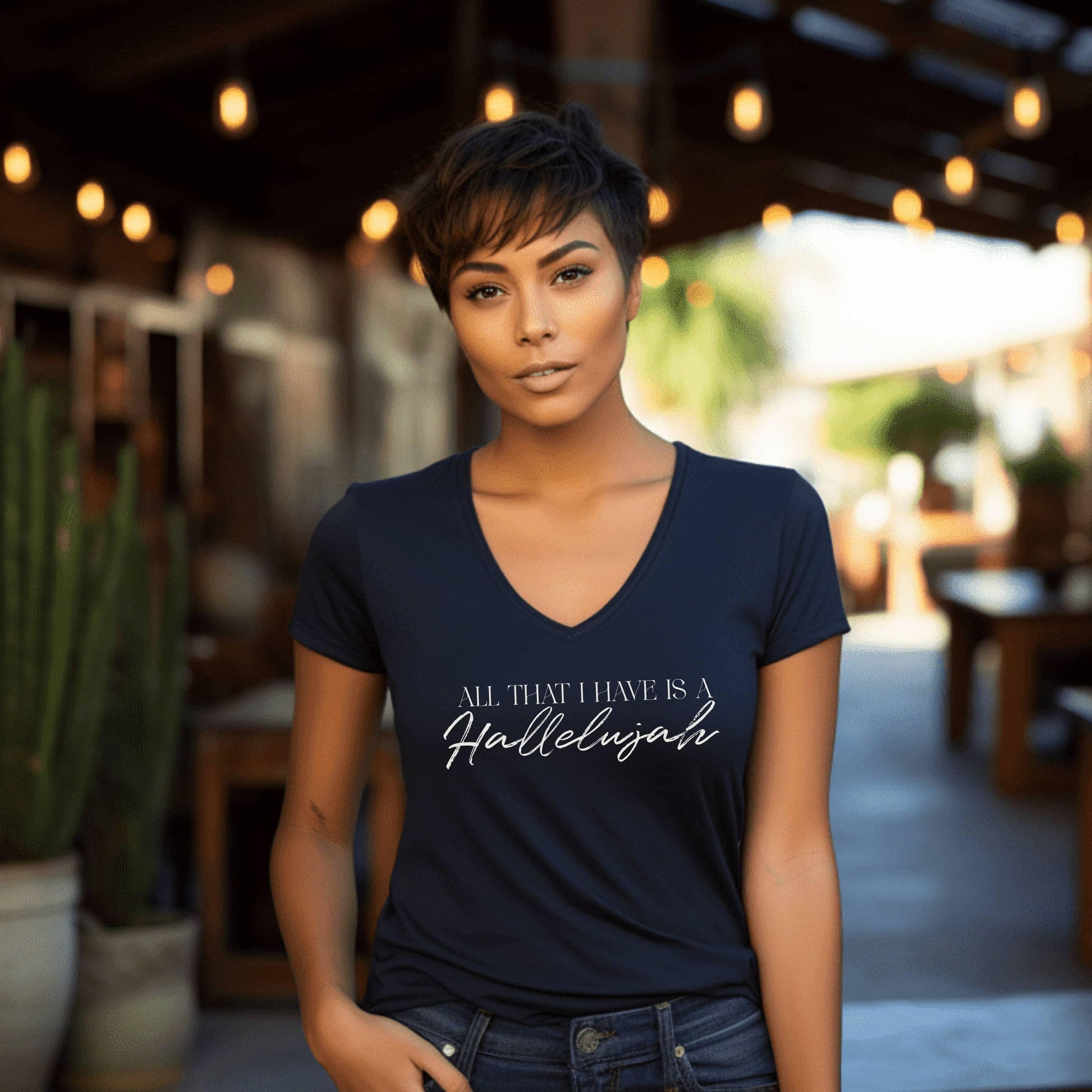 All That I Have Is A Hallelujah Women’s V-Neck - JT Footprint Apparel