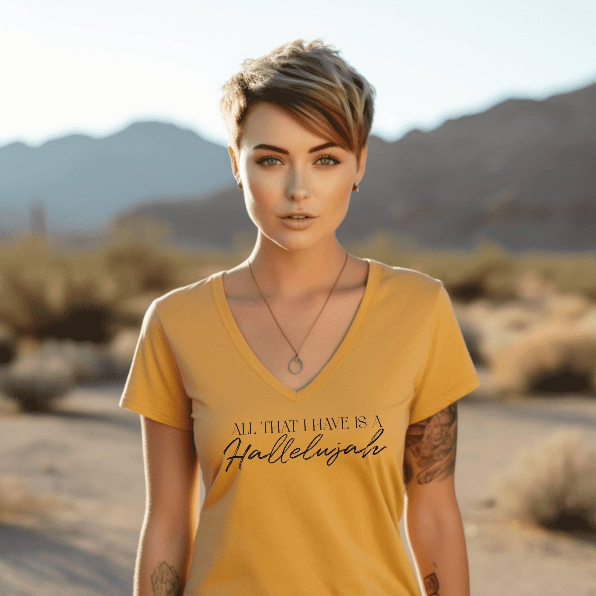 All That I Have Is A Hallelujah Women’s V-Neck - JT Footprint Apparel