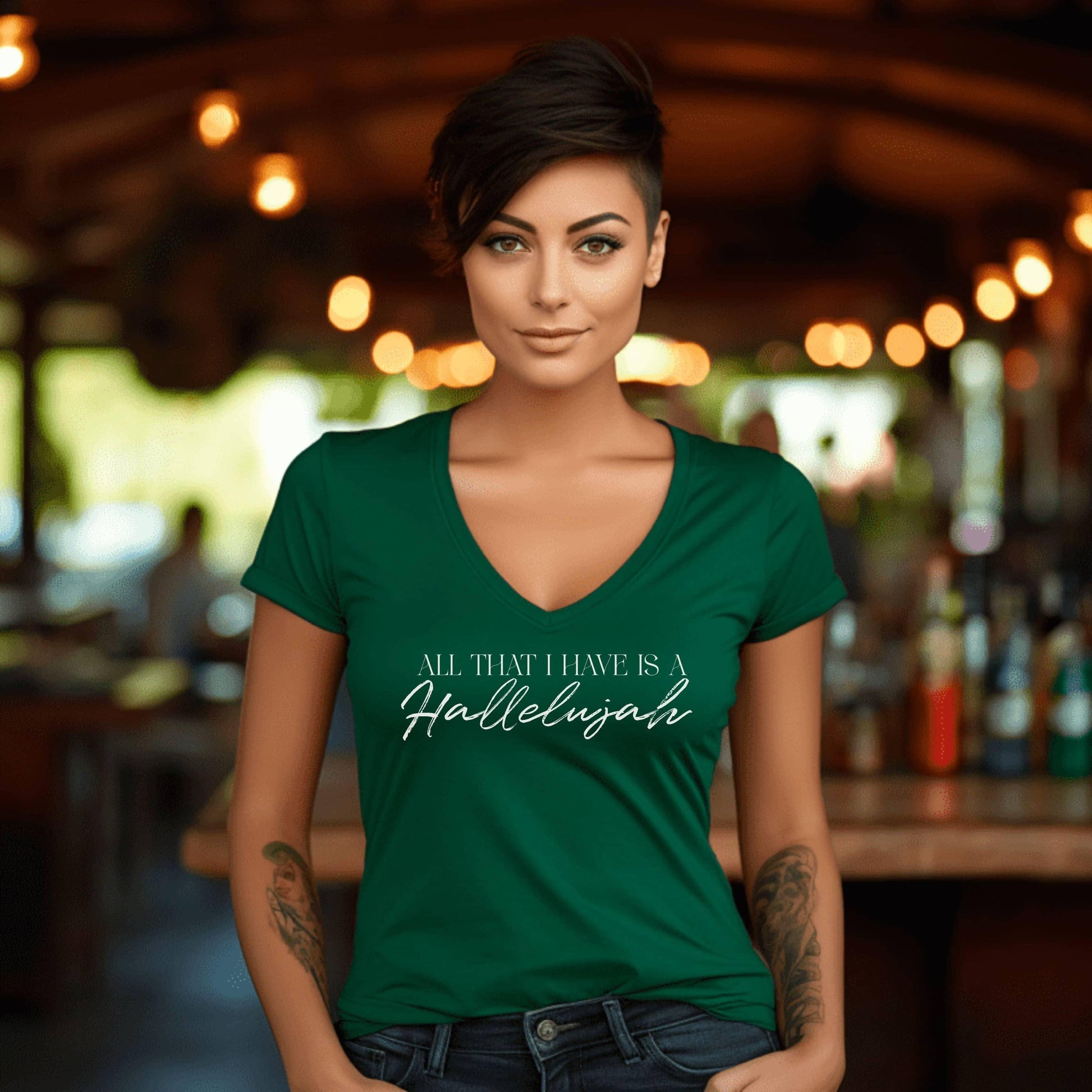 All That I Have Is A Hallelujah Women’s V-Neck - JT Footprint Apparel