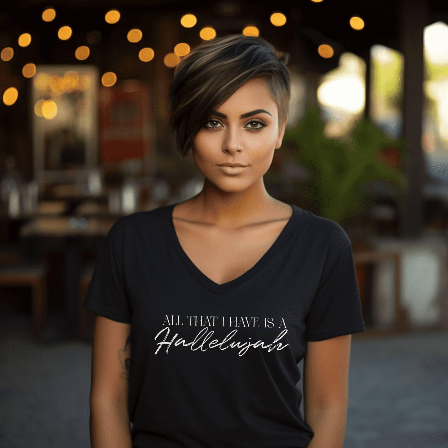 All That I Have Is A Hallelujah Women’s V-Neck - JT Footprint Apparel