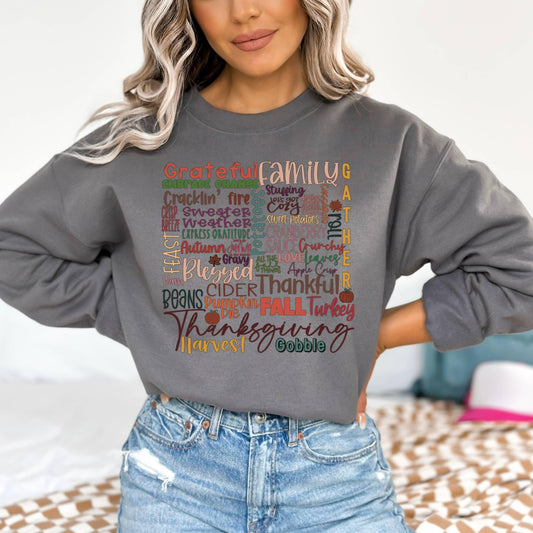 Autumn Blessings Word Collage Women’s Sweatshirt - JT Footprint Apparel