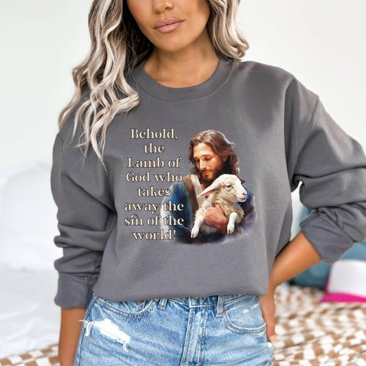 Behold The Lamb Of God Women’s Sweatshirt - JT Footprint Apparel