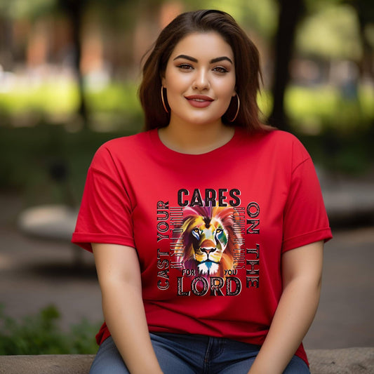 Cast Your Cares Upon The Lord Women’s Plus Tee - JT Footprint Apparel