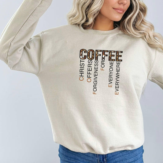 Coffee Christ Forgiveness Women’s Sweatshirt - JT Footprint Apparel