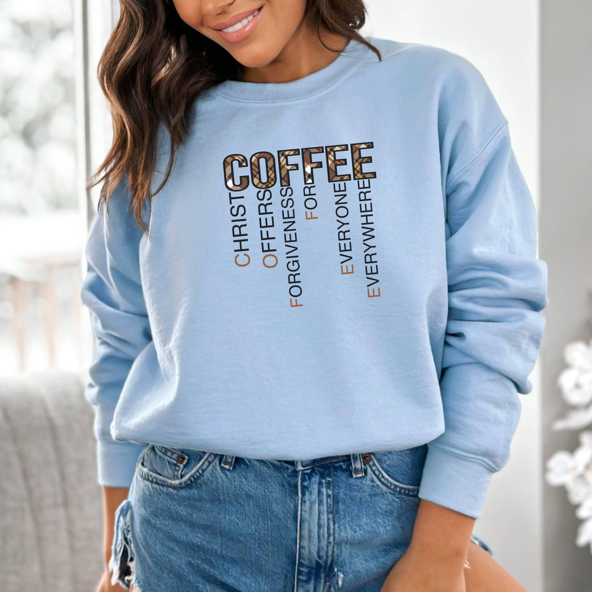 Coffee Christ Forgiveness Women’s Sweatshirt - JT Footprint Apparel