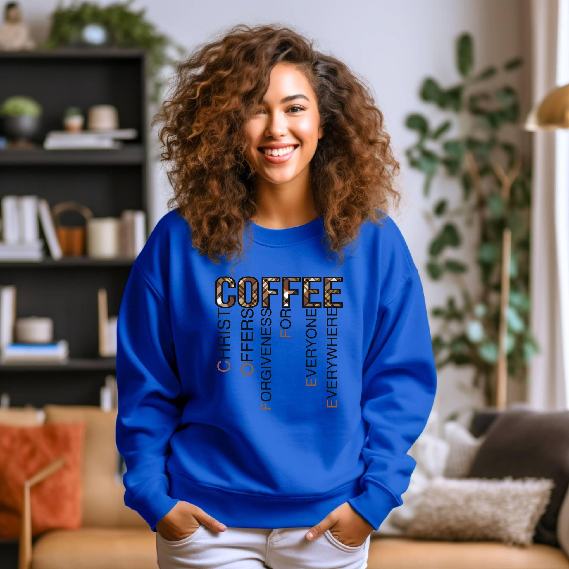 Coffee Christ Forgiveness Women’s Sweatshirt - JT Footprint Apparel