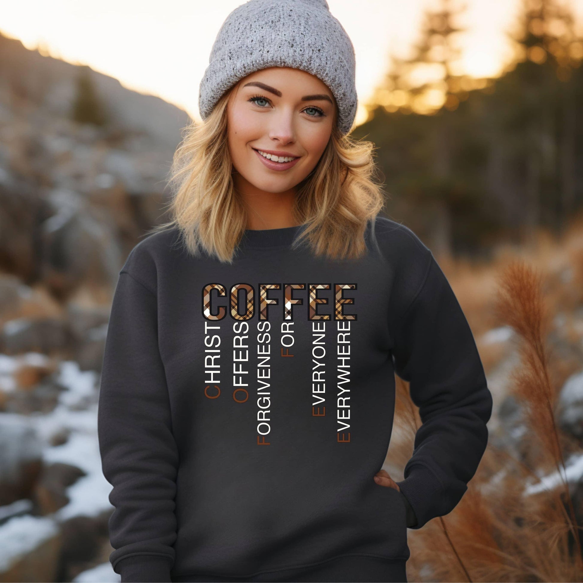 Coffee Christ Forgiveness Women’s Sweatshirt - JT Footprint Apparel