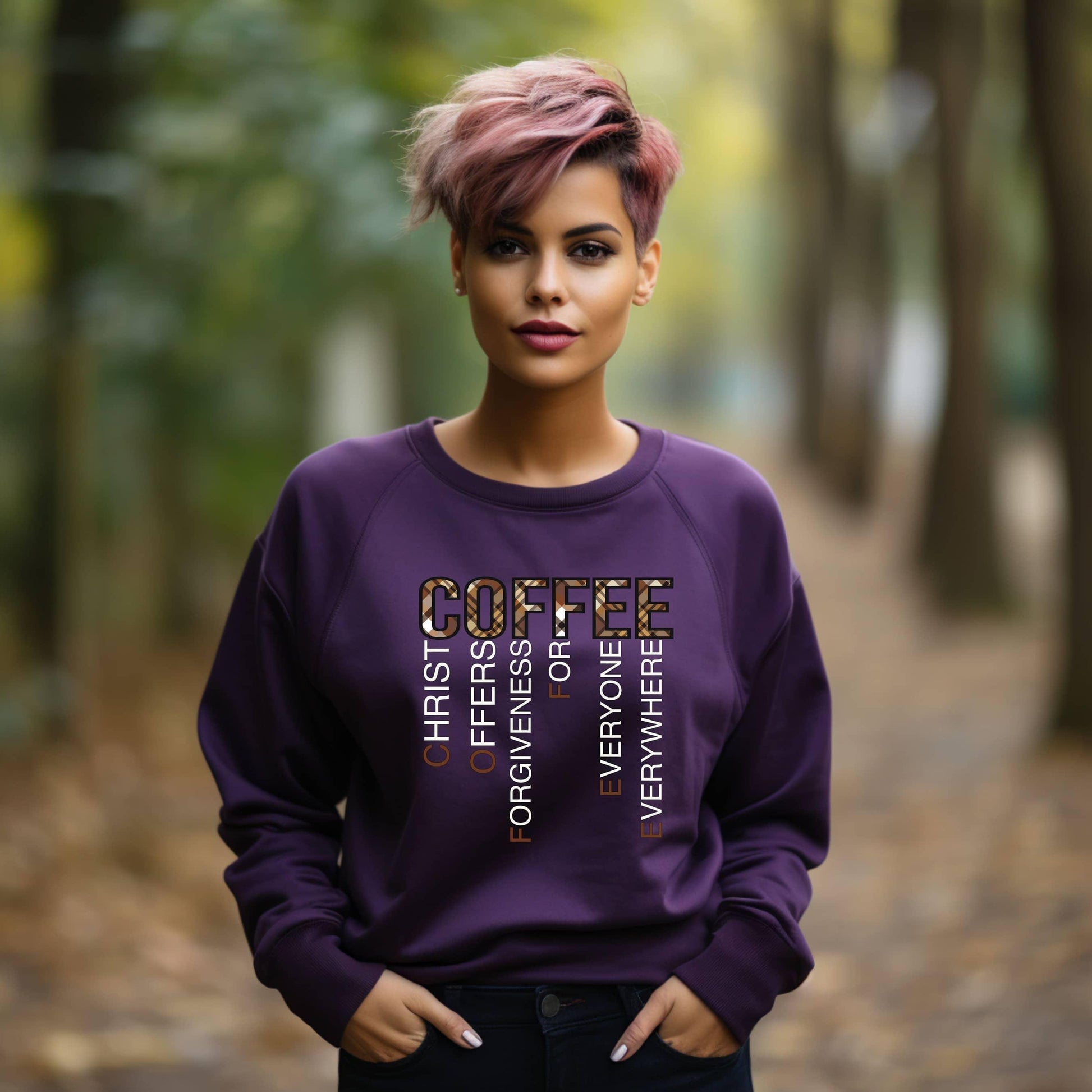 Coffee Christ Forgiveness Women’s Sweatshirt - JT Footprint Apparel