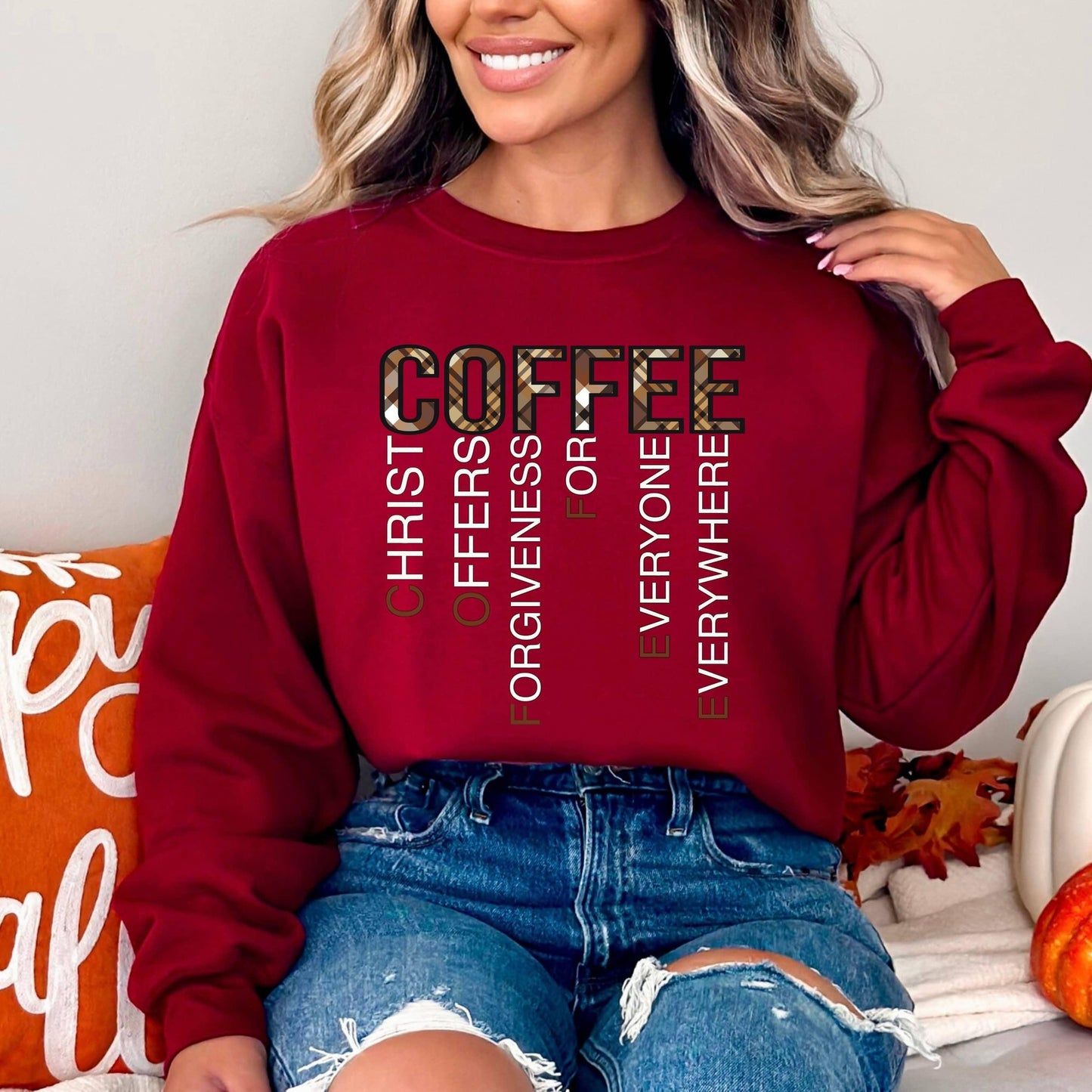 Coffee Christ Forgiveness Women’s Sweatshirt - JT Footprint Apparel