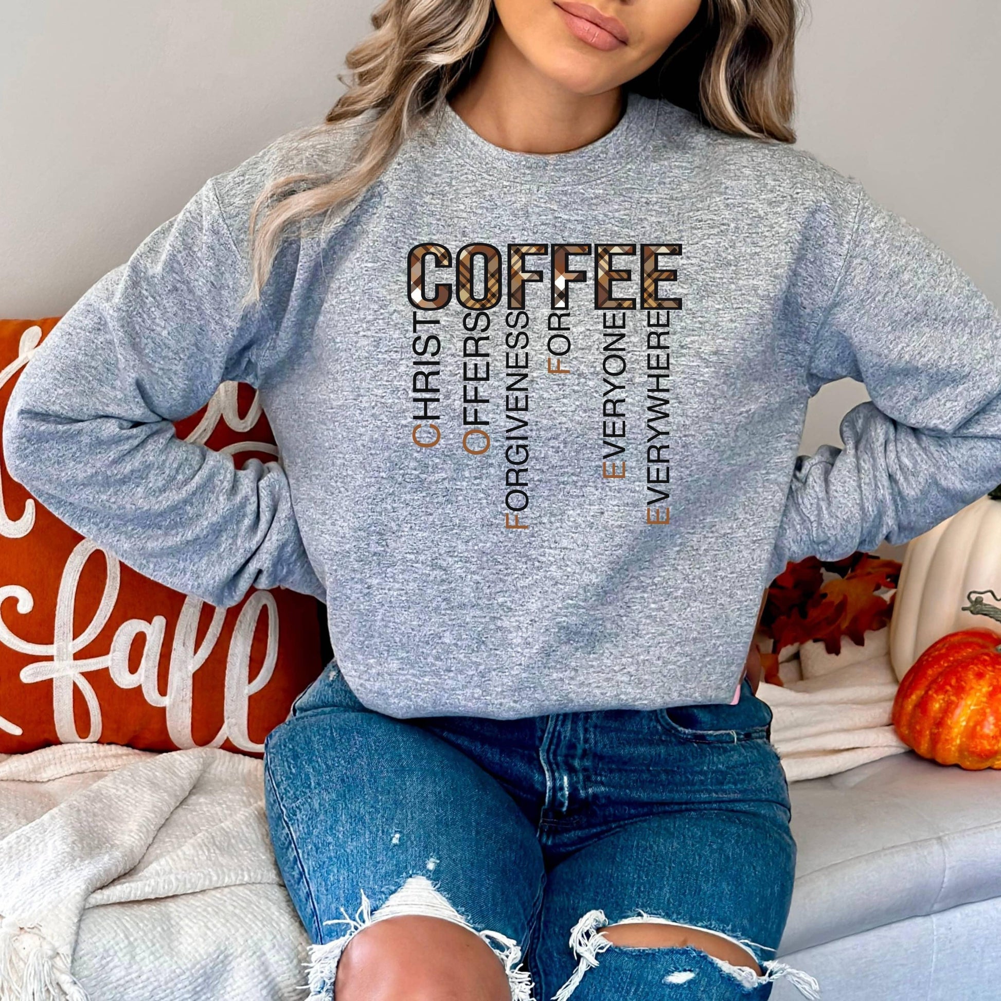 Coffee Christ Forgiveness Women’s Sweatshirt - JT Footprint Apparel