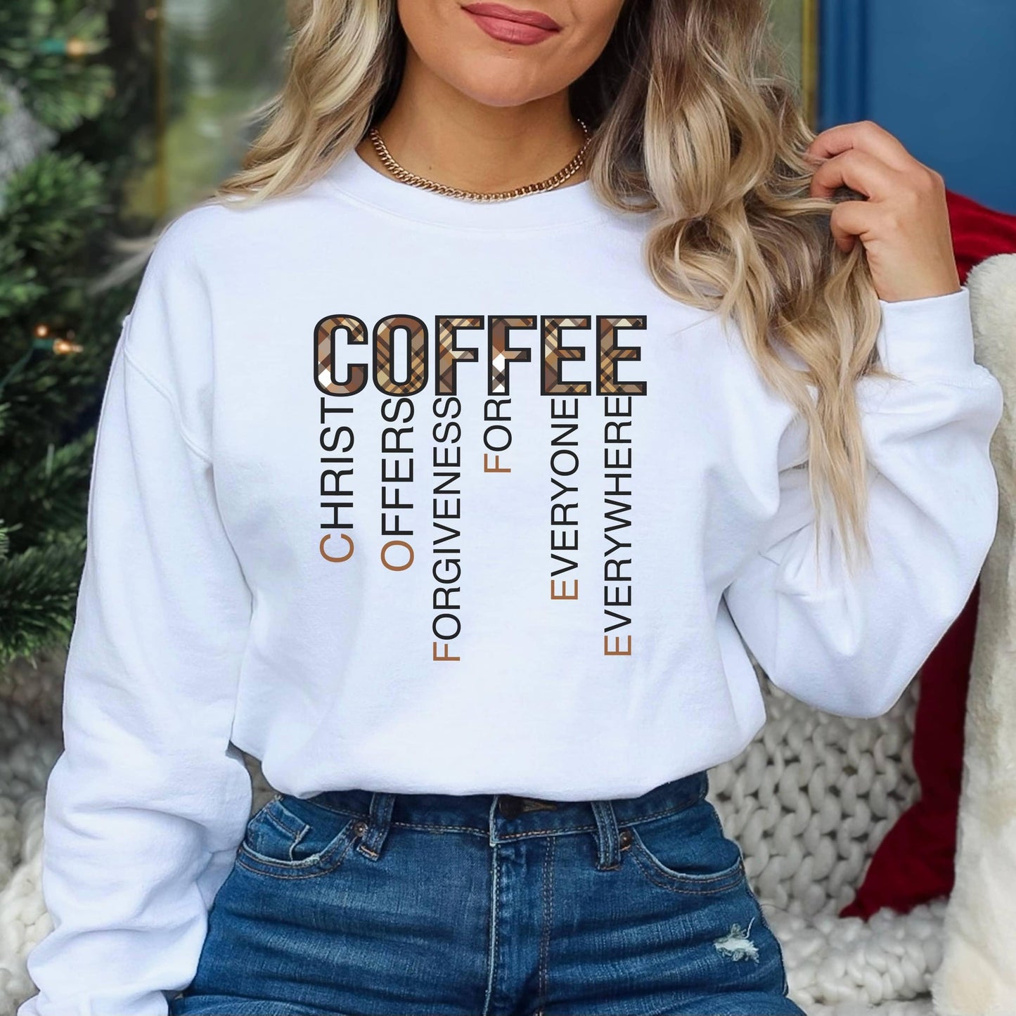 Coffee Christ Forgiveness Women’s Sweatshirt - JT Footprint Apparel