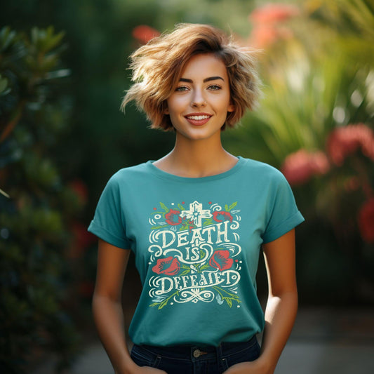 Death Is Defeated Easter Women’s Short Sleeve - JT Footprint Apparel