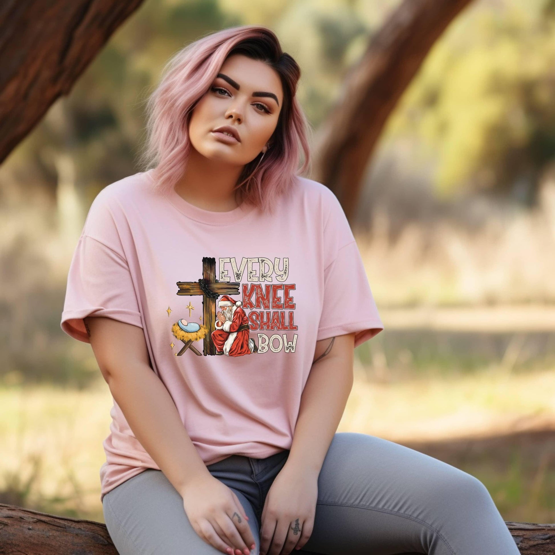 Every Knee Shall Bow (Even Santa) Women’s Plus Tee - JT Footprint Apparel