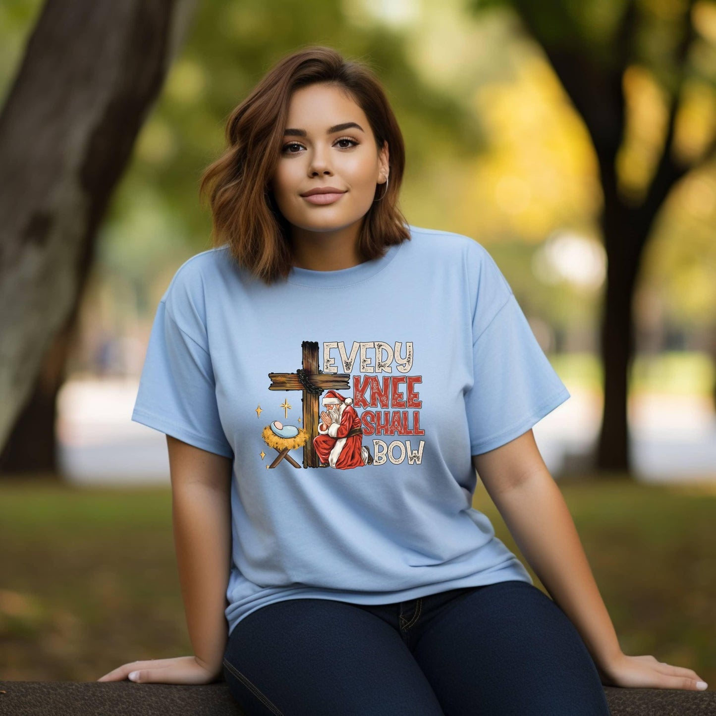 Every Knee Shall Bow (Even Santa) Women’s Plus Tee - JT Footprint Apparel