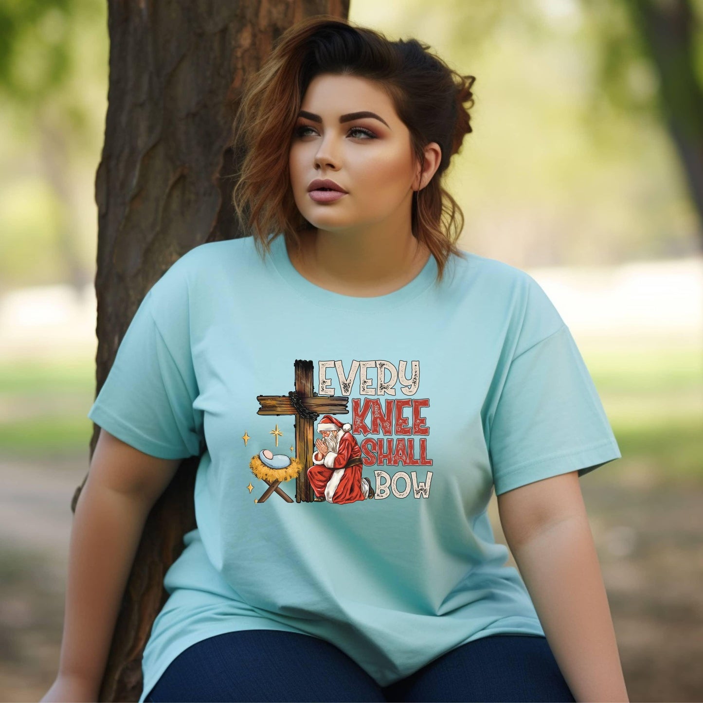 Every Knee Shall Bow (Even Santa) Women’s Plus Tee - JT Footprint Apparel