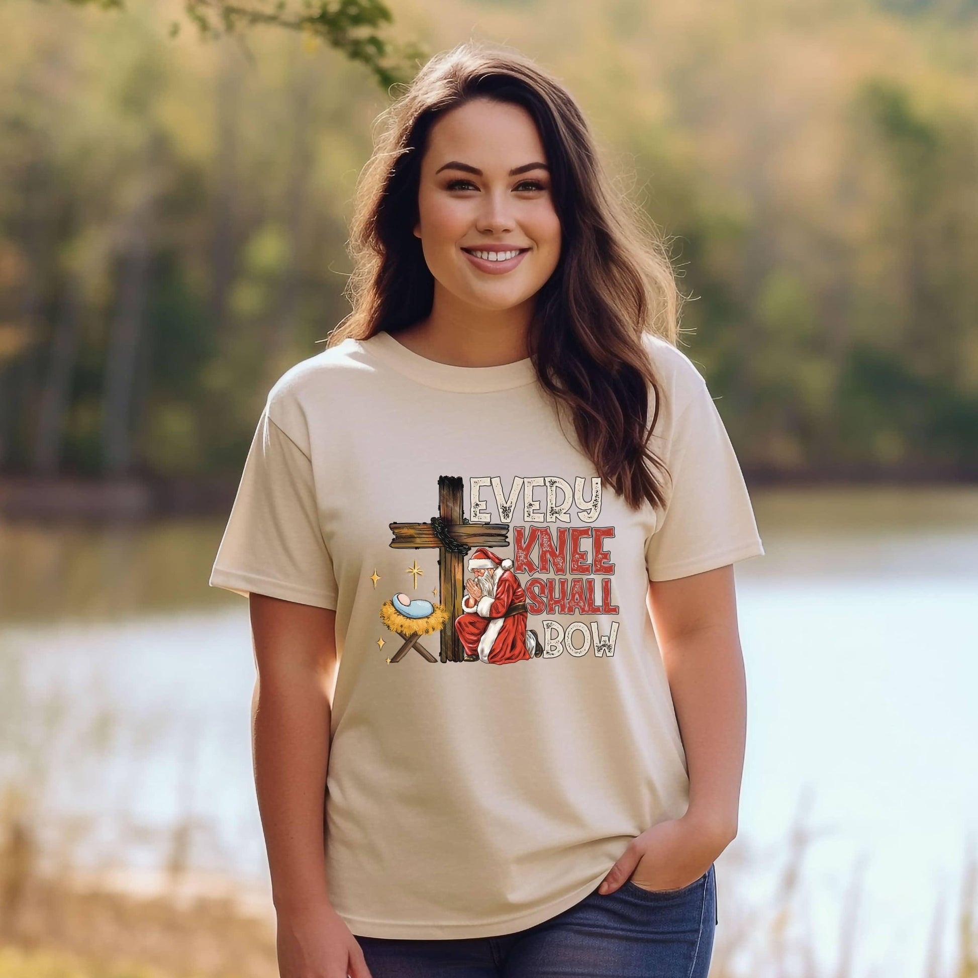 Every Knee Shall Bow (Even Santa) Women’s Plus Tee - JT Footprint Apparel