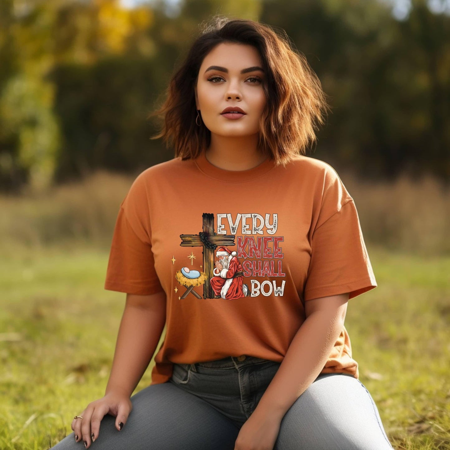 Every Knee Shall Bow (Even Santa) Women’s Plus Tee - JT Footprint Apparel