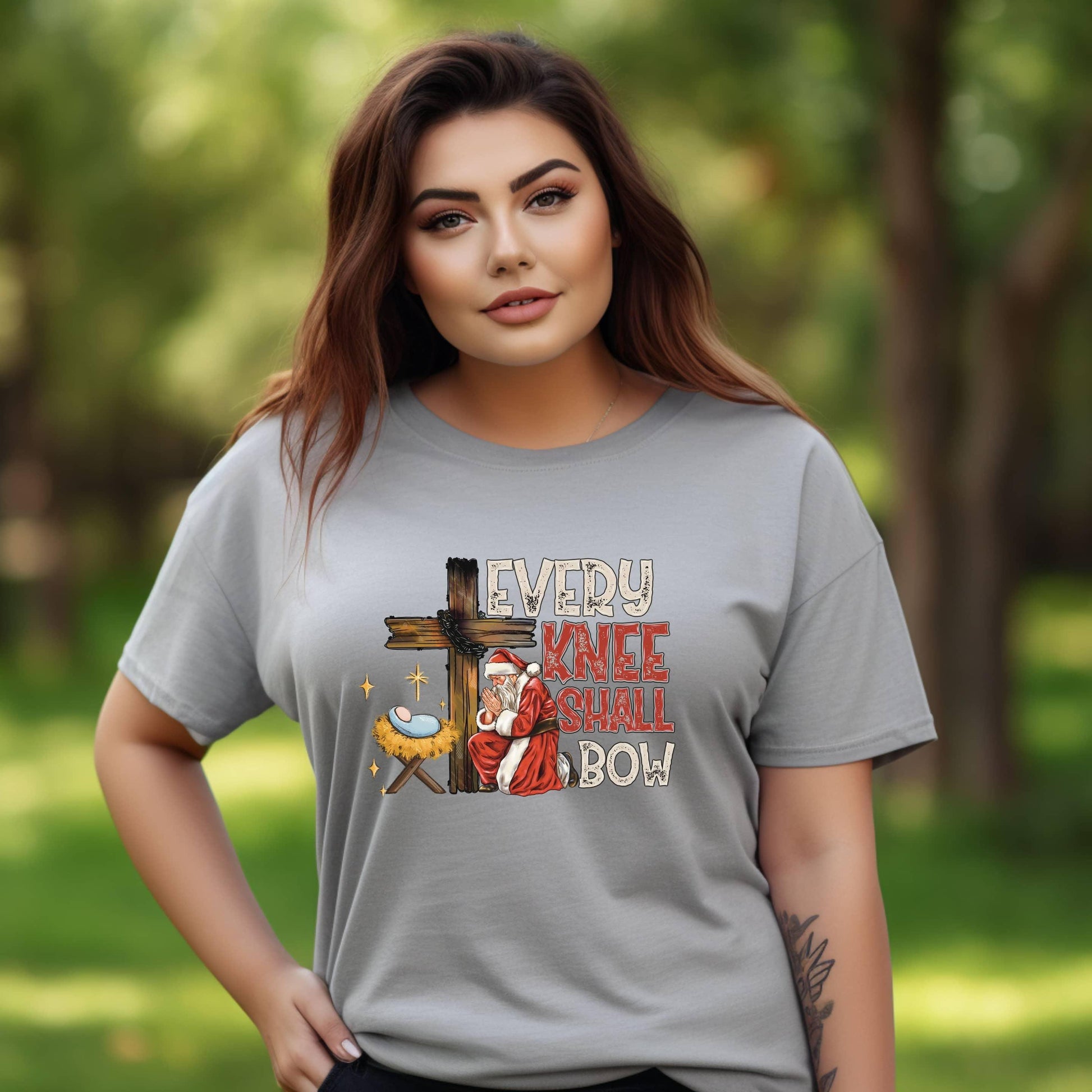 Every Knee Shall Bow (Even Santa) Women’s Plus Tee - JT Footprint Apparel