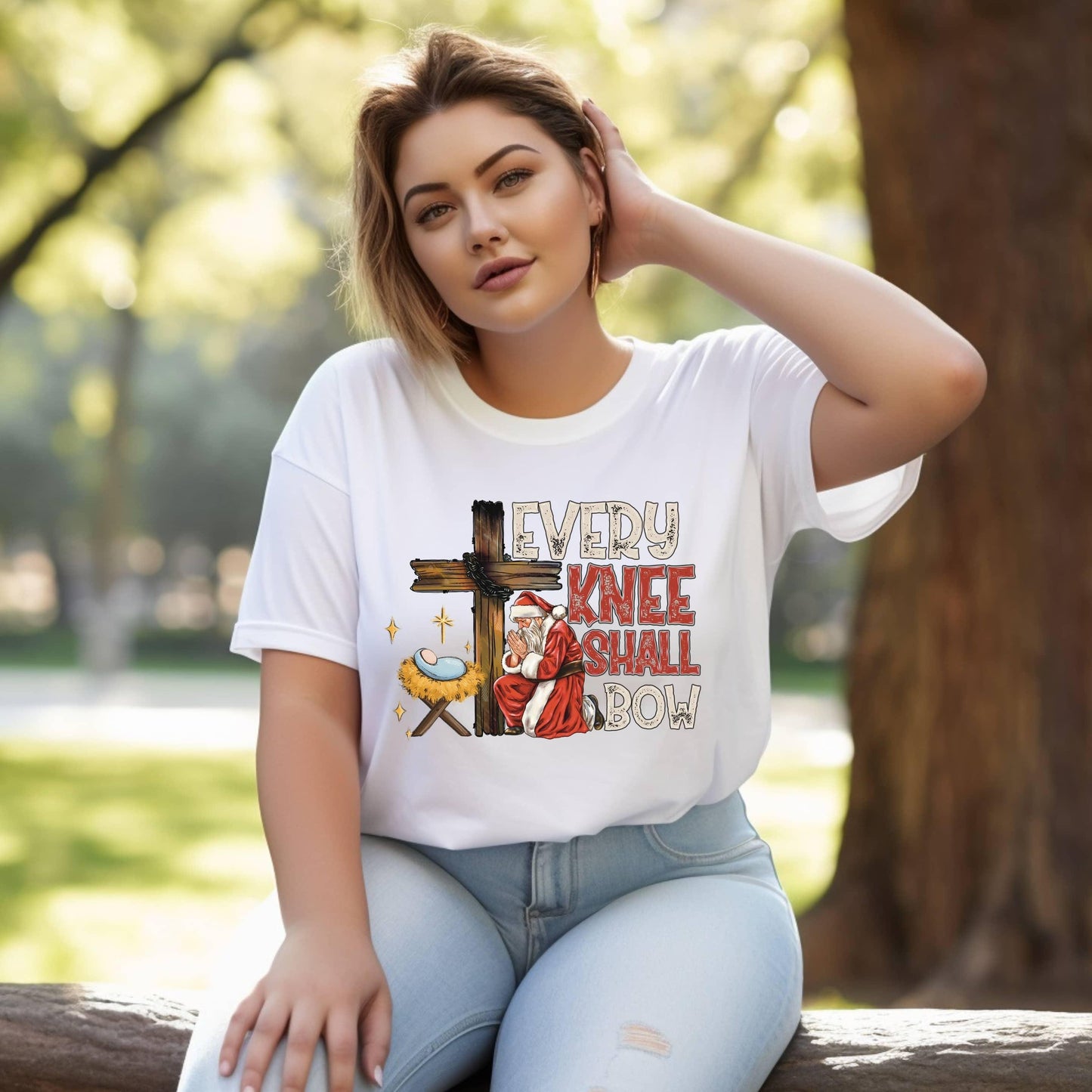 Every Knee Shall Bow (Even Santa) Women’s Plus Tee - JT Footprint Apparel