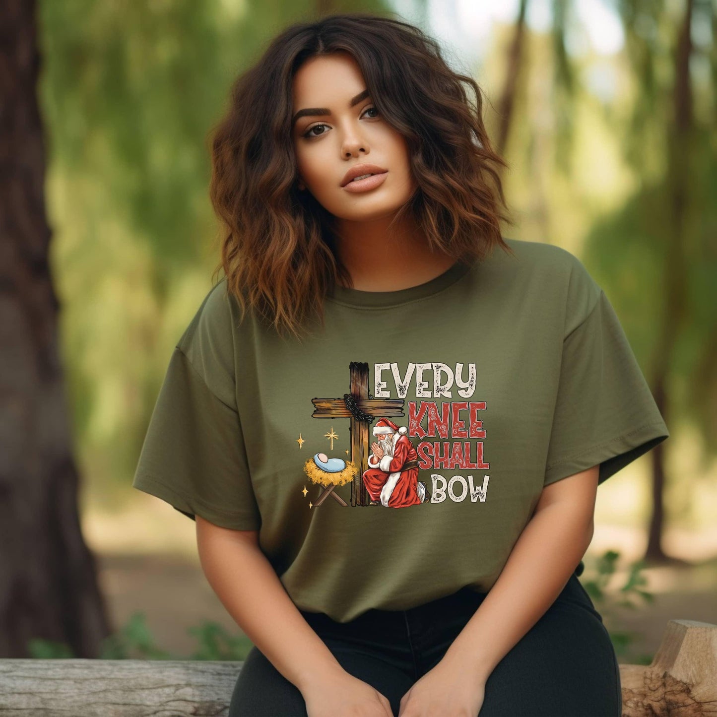 Every Knee Shall Bow (Even Santa) Women’s Plus Tee - JT Footprint Apparel