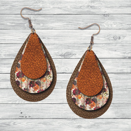 Fall Floral Dangle Earrings - JT Footprint Apparel