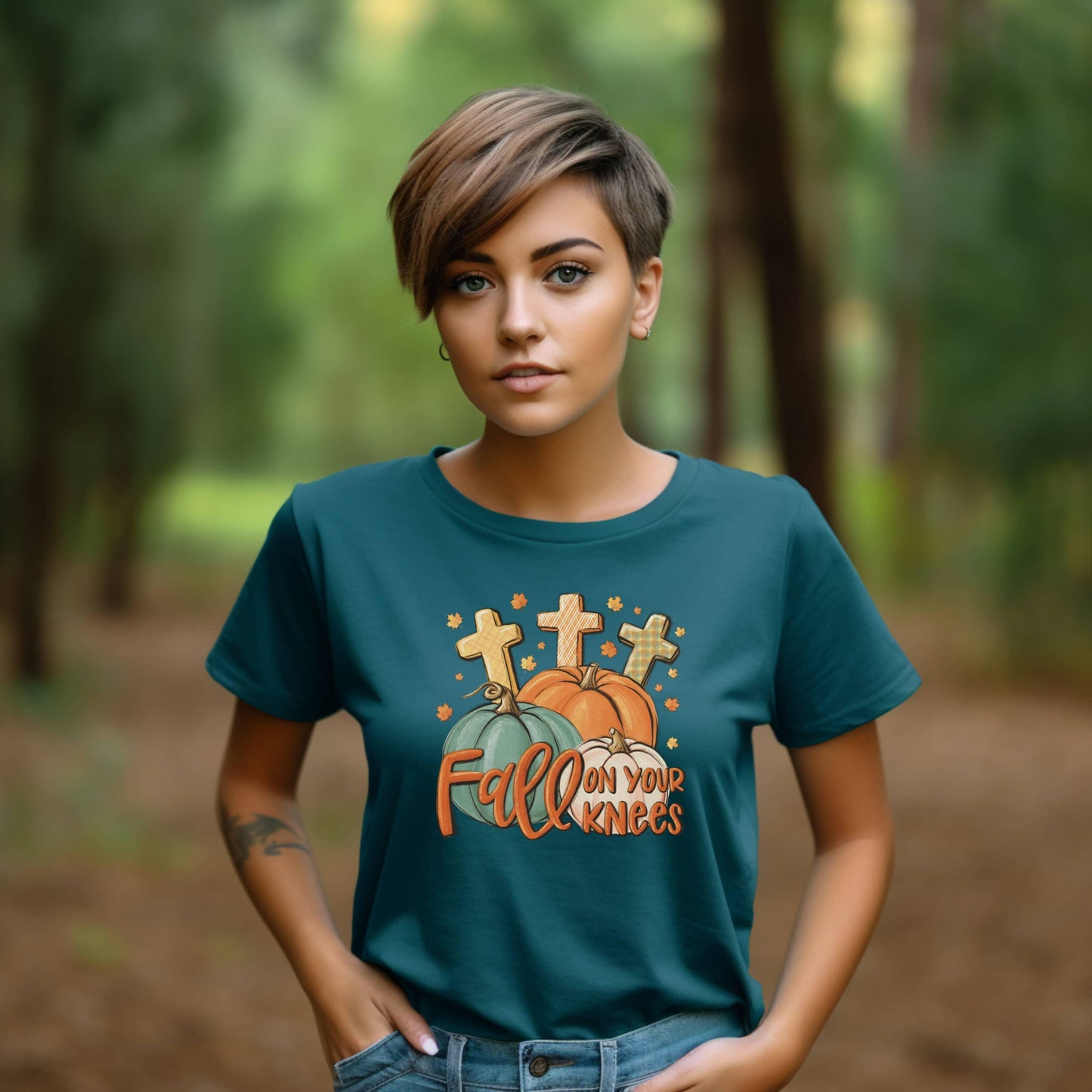 Fall On Your Knees Women’s Christian Tee - JT Footprint Apparel