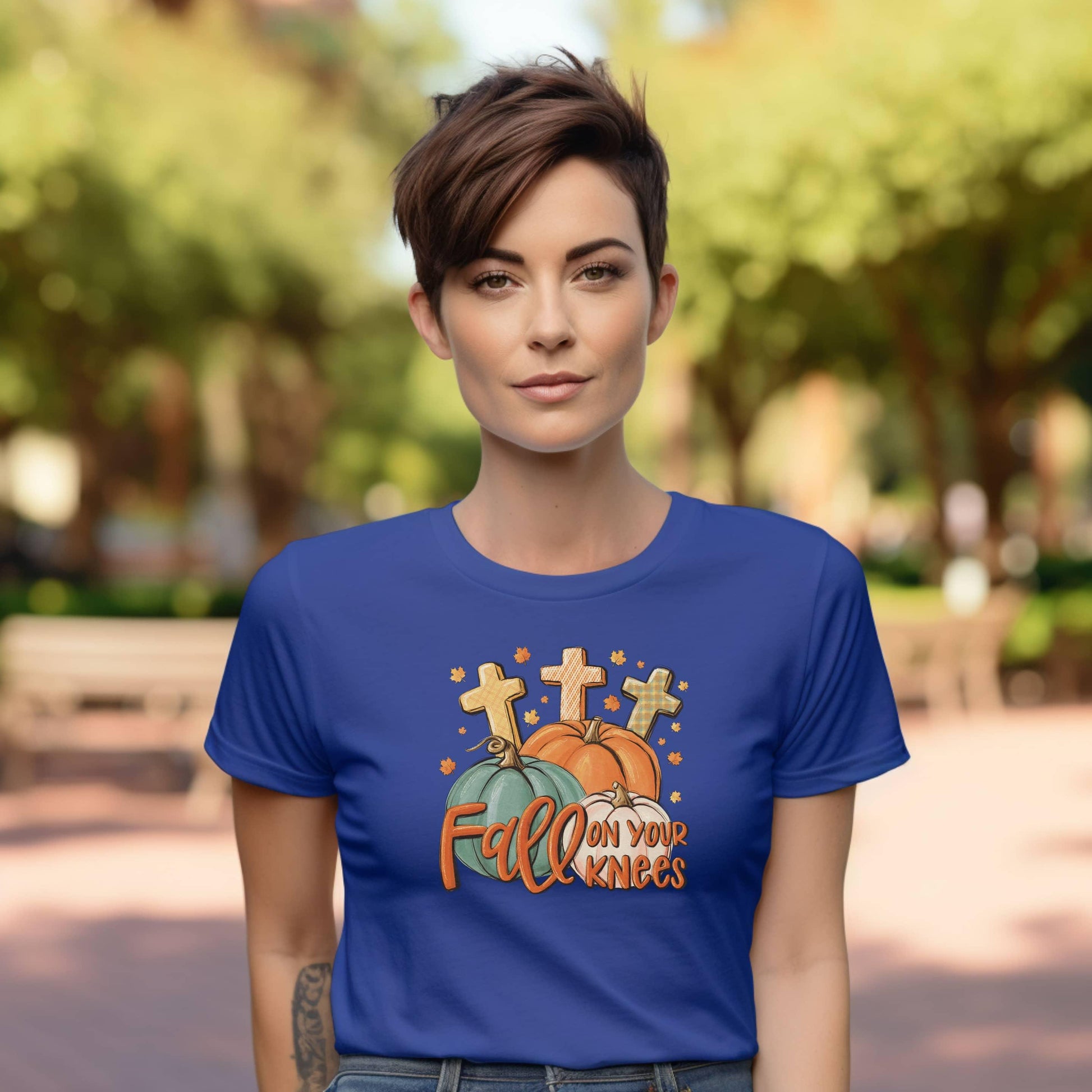 Fall On Your Knees Women’s Christian Tee - JT Footprint Apparel