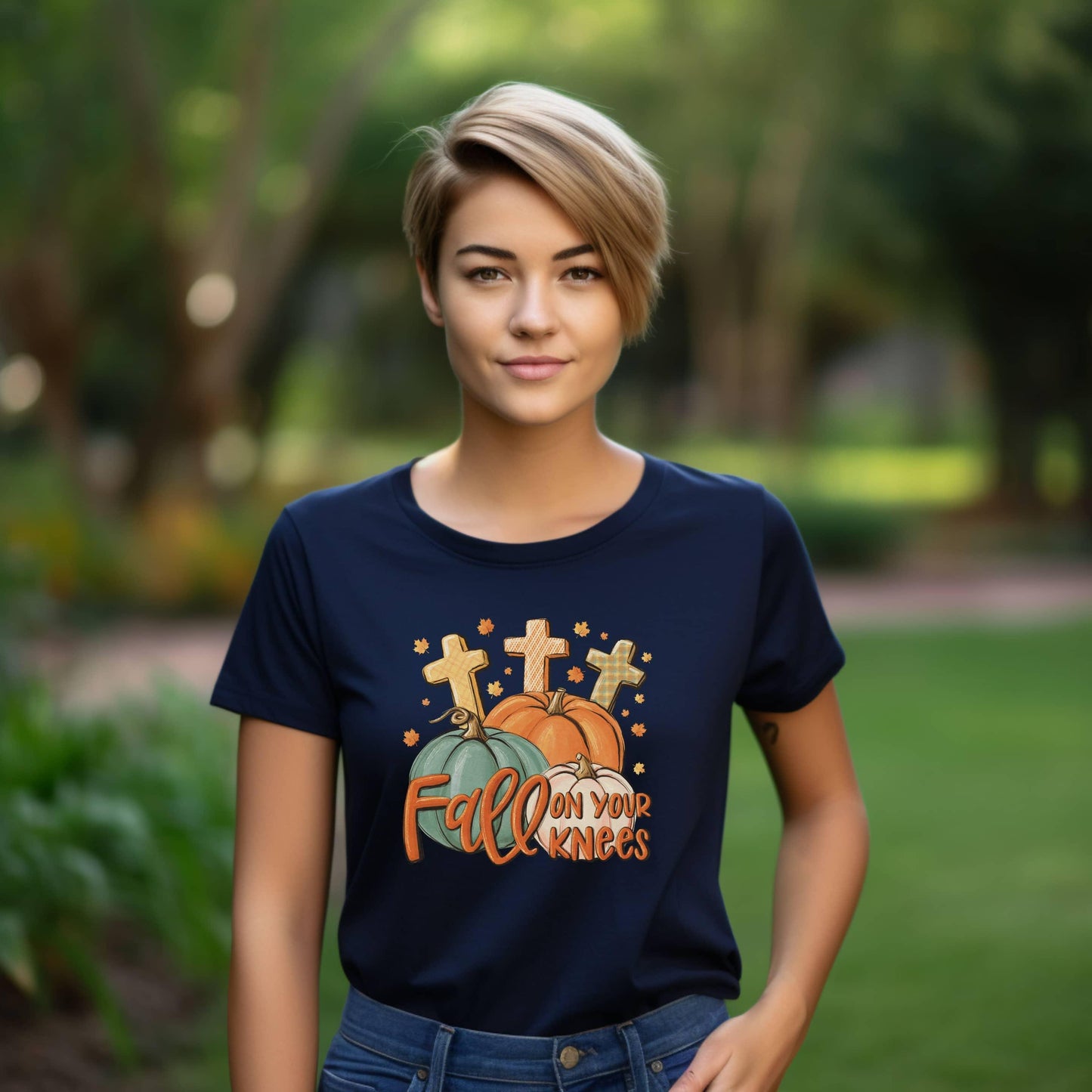 Fall On Your Knees Women’s Christian Tee - JT Footprint Apparel