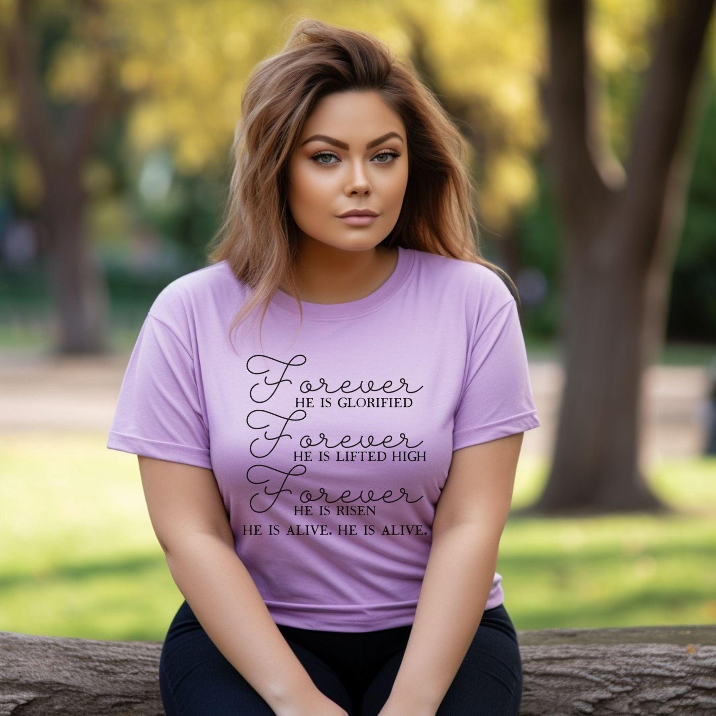 Forever He Is Glorified, Lifted High, He is Risen, He Is Alive Women’s Plus Tee - JT Footprint Apparel