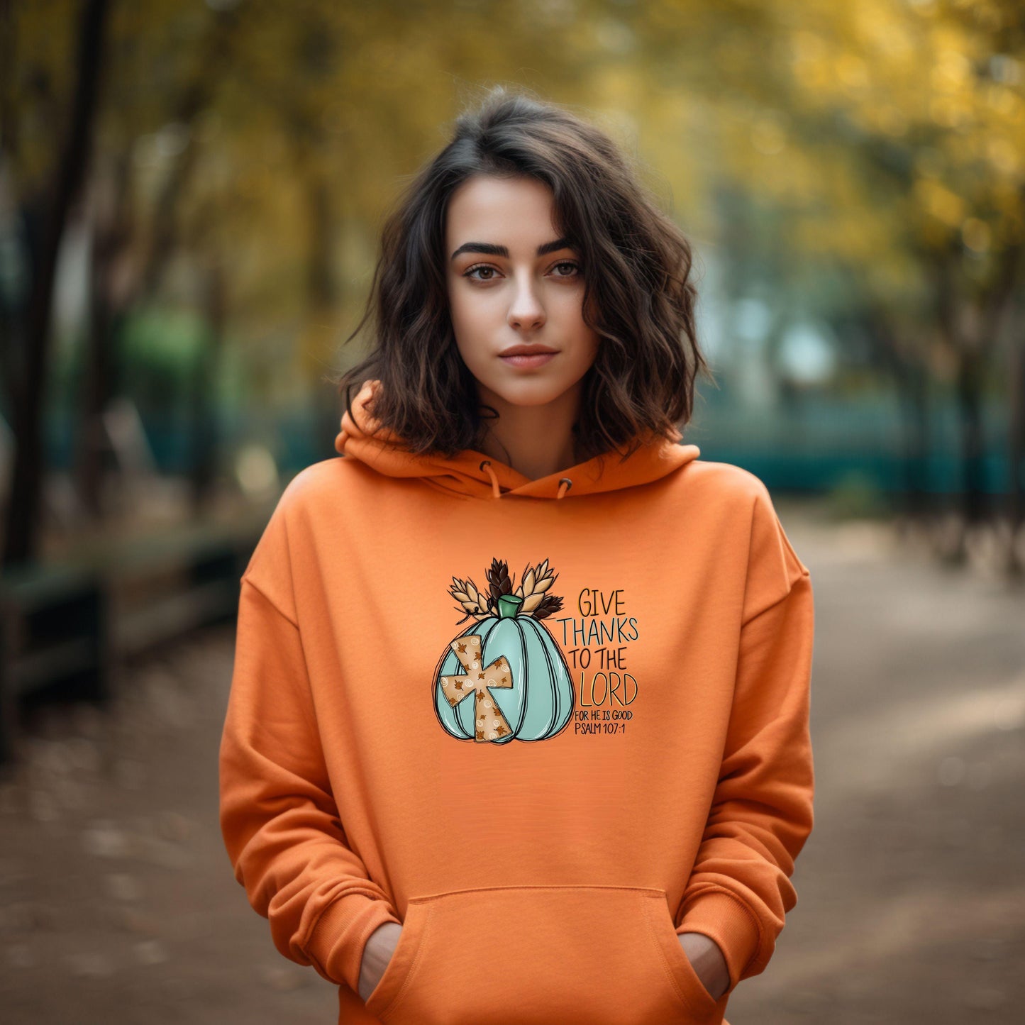 Give Thanks To The Lord For He Is Good Pumpkin Youth Hoodie - JT Footprint Apparel