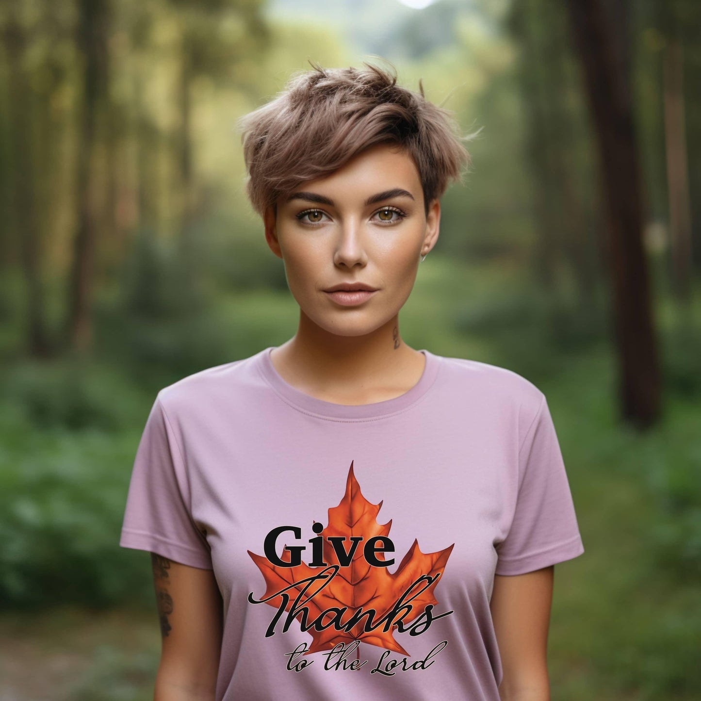 Give Thanks To The Lord Maple Leaf Christian Tee - JT Footprint Apparel