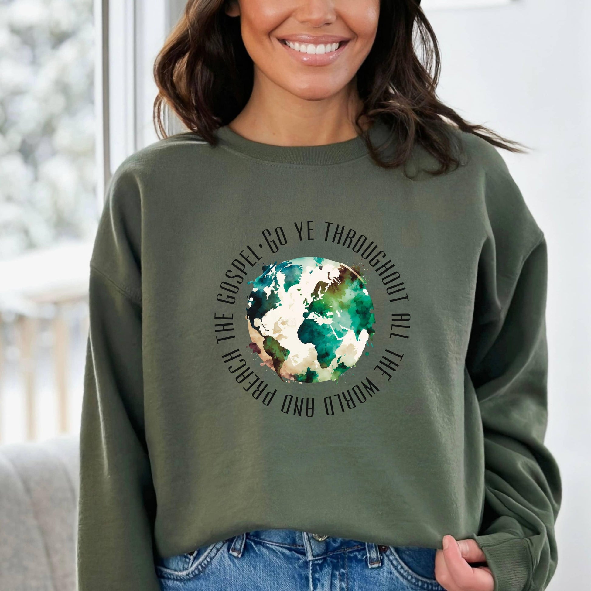 Go Ye Throughout The World And Preach Women’s Sweatshirt - JT Footprint Apparel