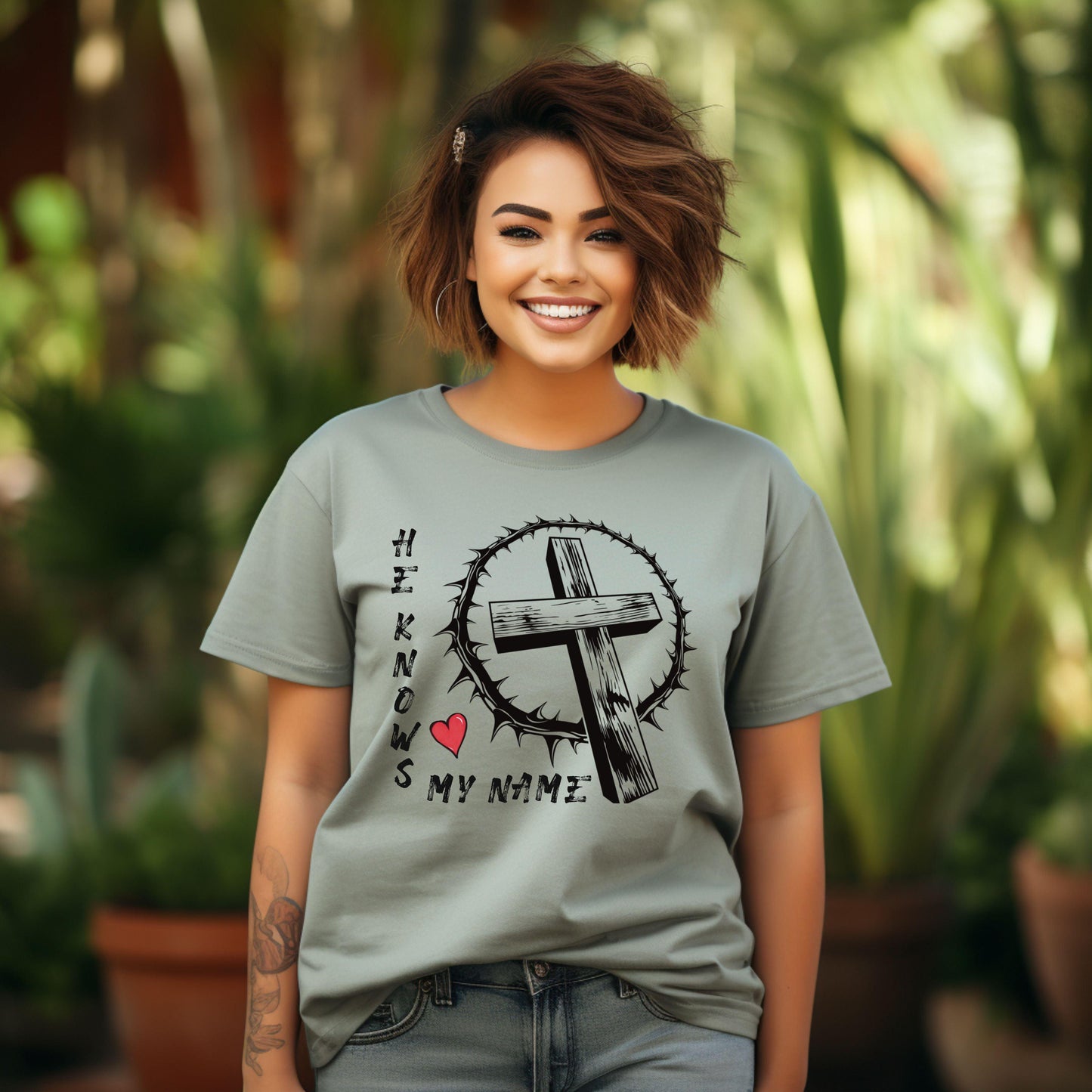 He Knows My Name Women’s Plus Short Sleeve - JT Footprint Apparel