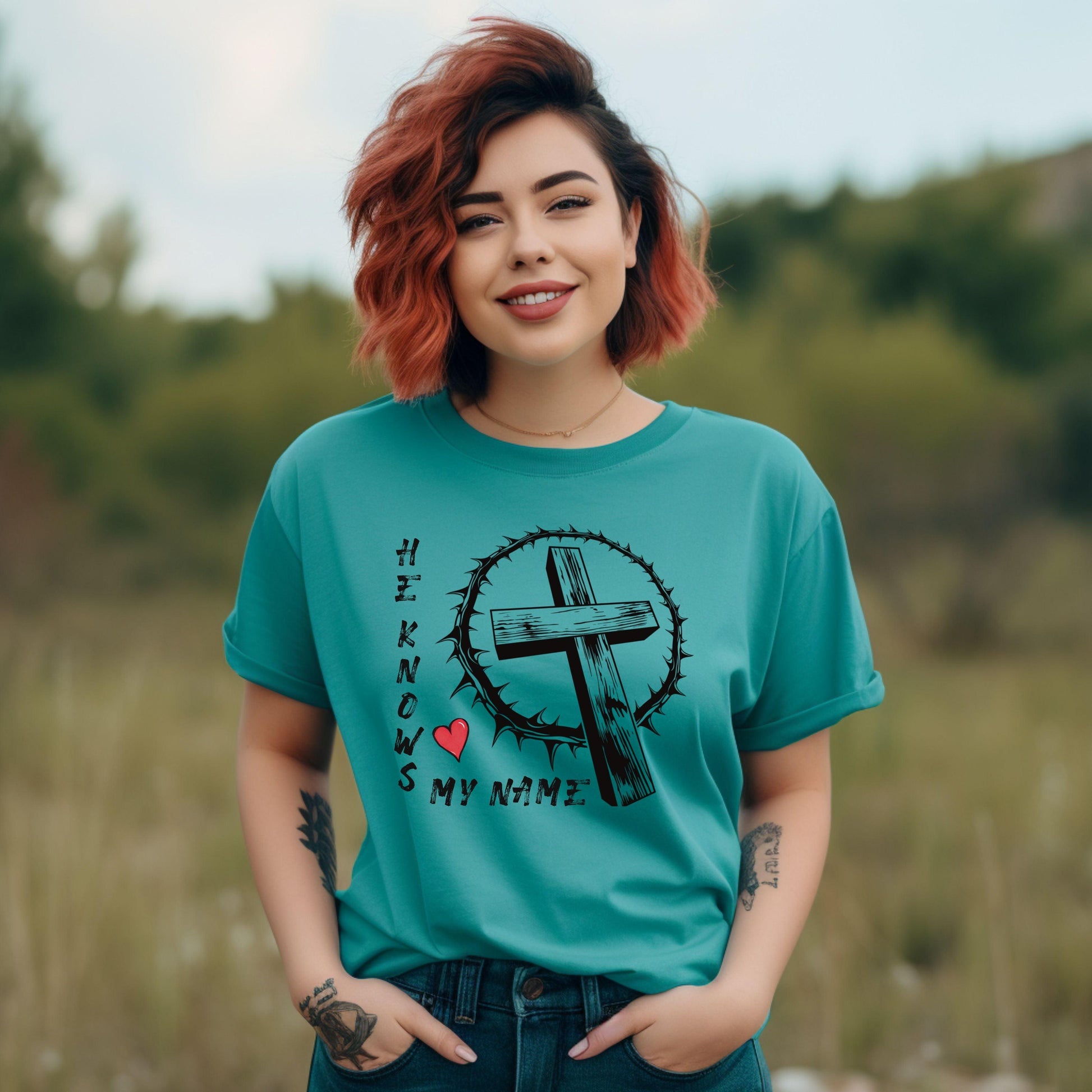 He Knows My Name Women’s Plus Short Sleeve - JT Footprint Apparel