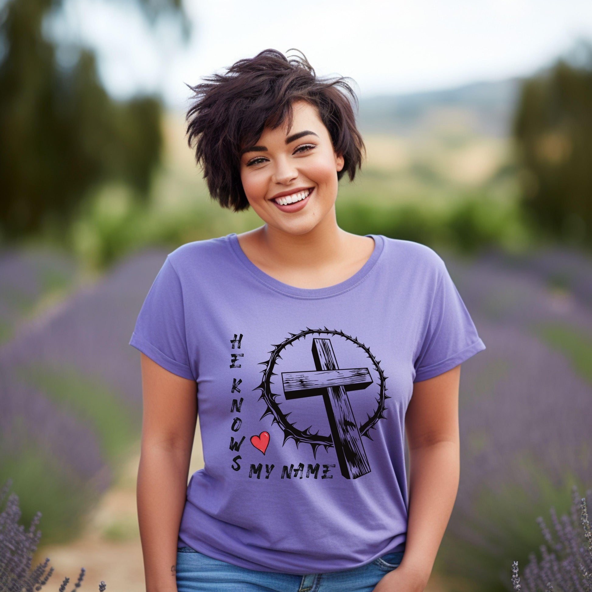 He Knows My Name Women’s Plus Short Sleeve - JT Footprint Apparel