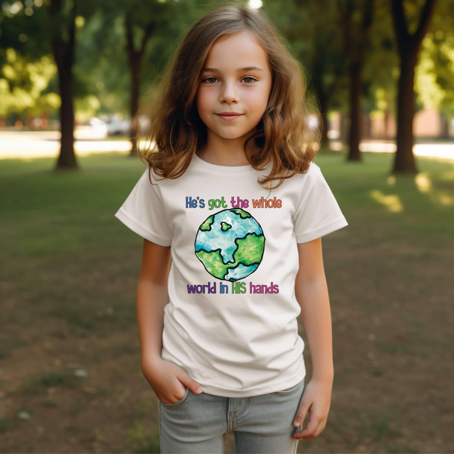 He's Got The Whole World In His Hands Youth T-Shirt - JT Footprint Apparel