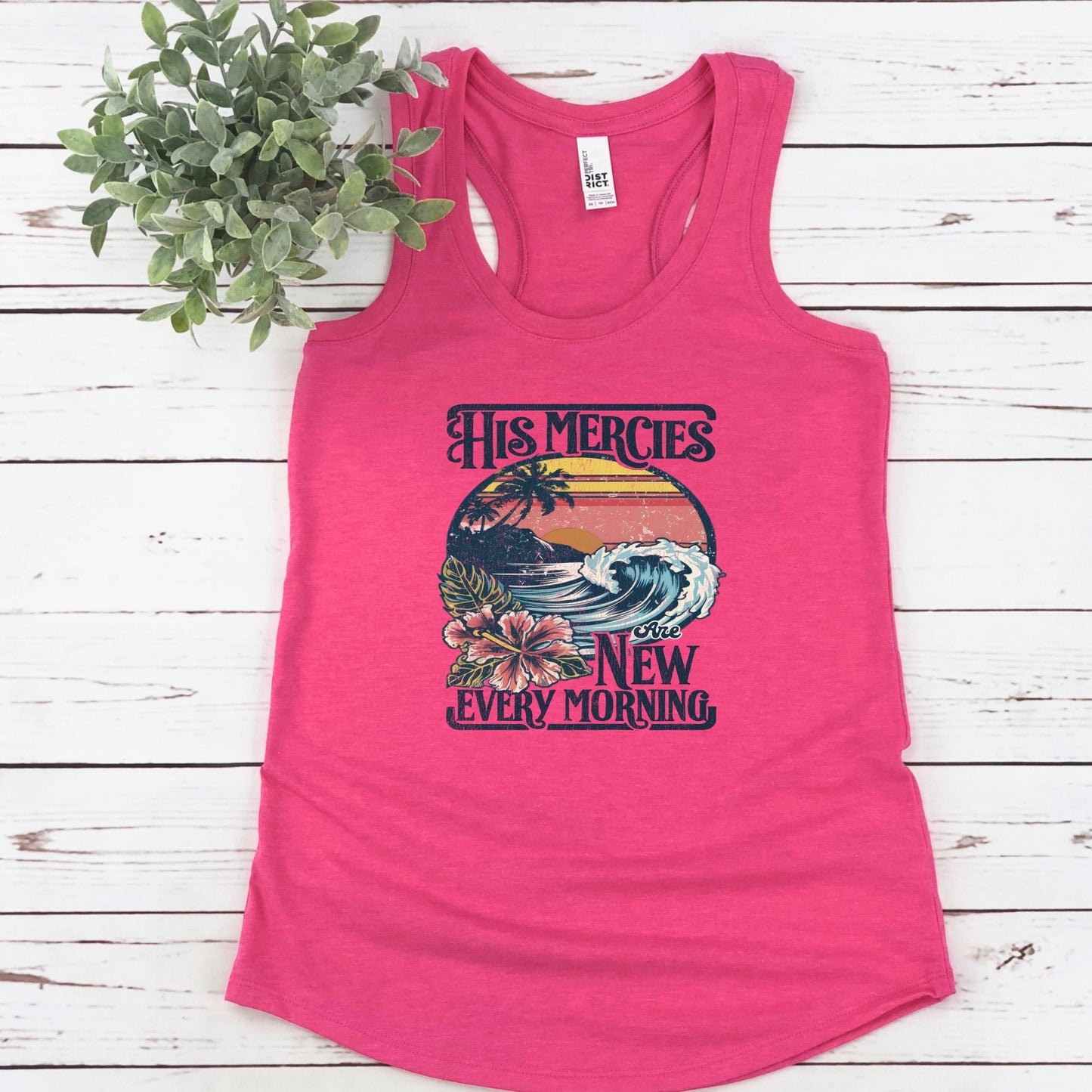 His Mercies Are New Every Morning Women’s Triblend Racerback Plus Tank - JT Footprint Apparel