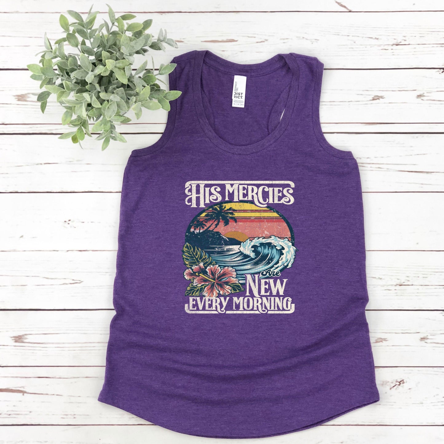 His Mercies Are New Every Morning Women’s Triblend Racerback Plus Tank - JT Footprint Apparel