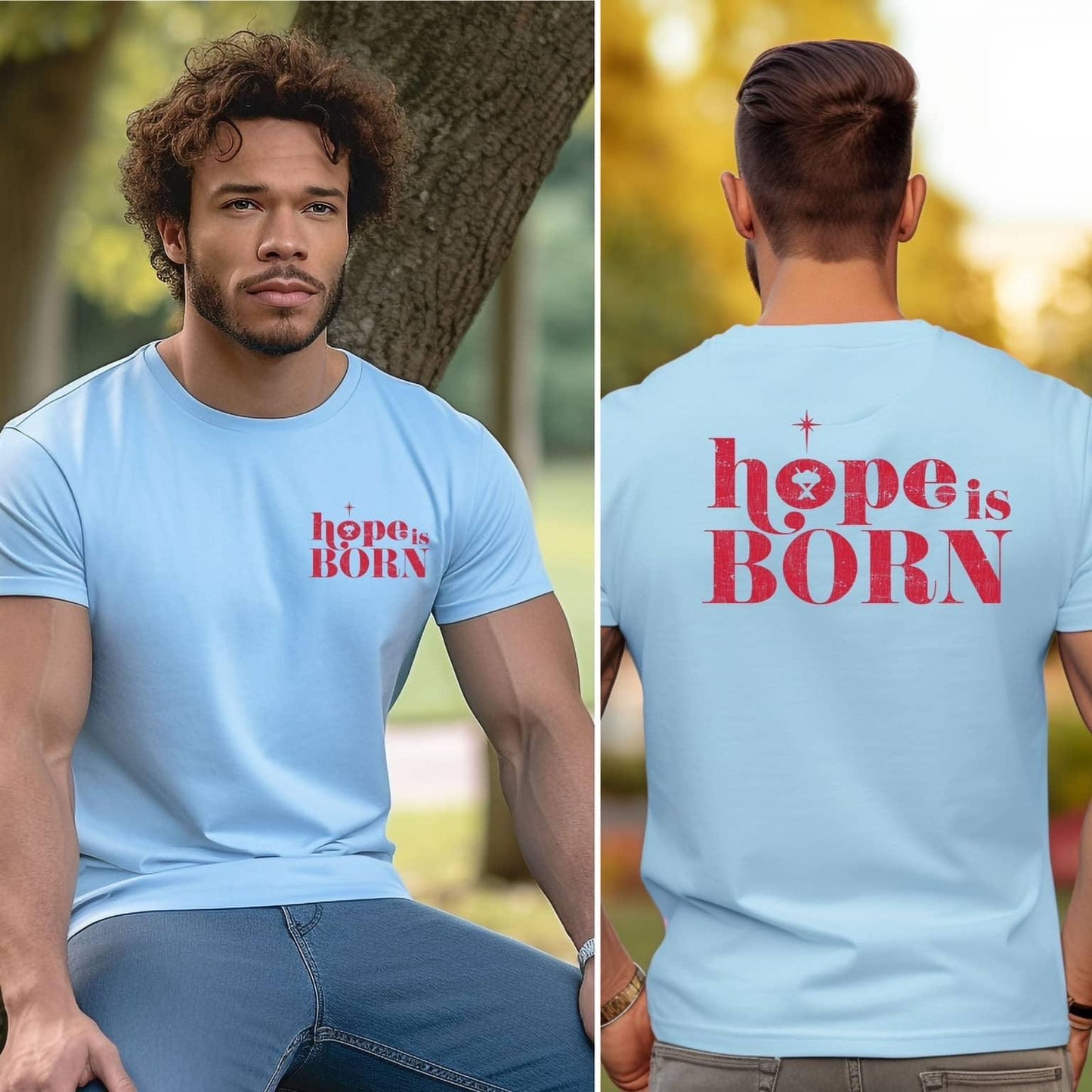 Hope Is Born Christimas Men’s Tee - JT Footprint Apparel