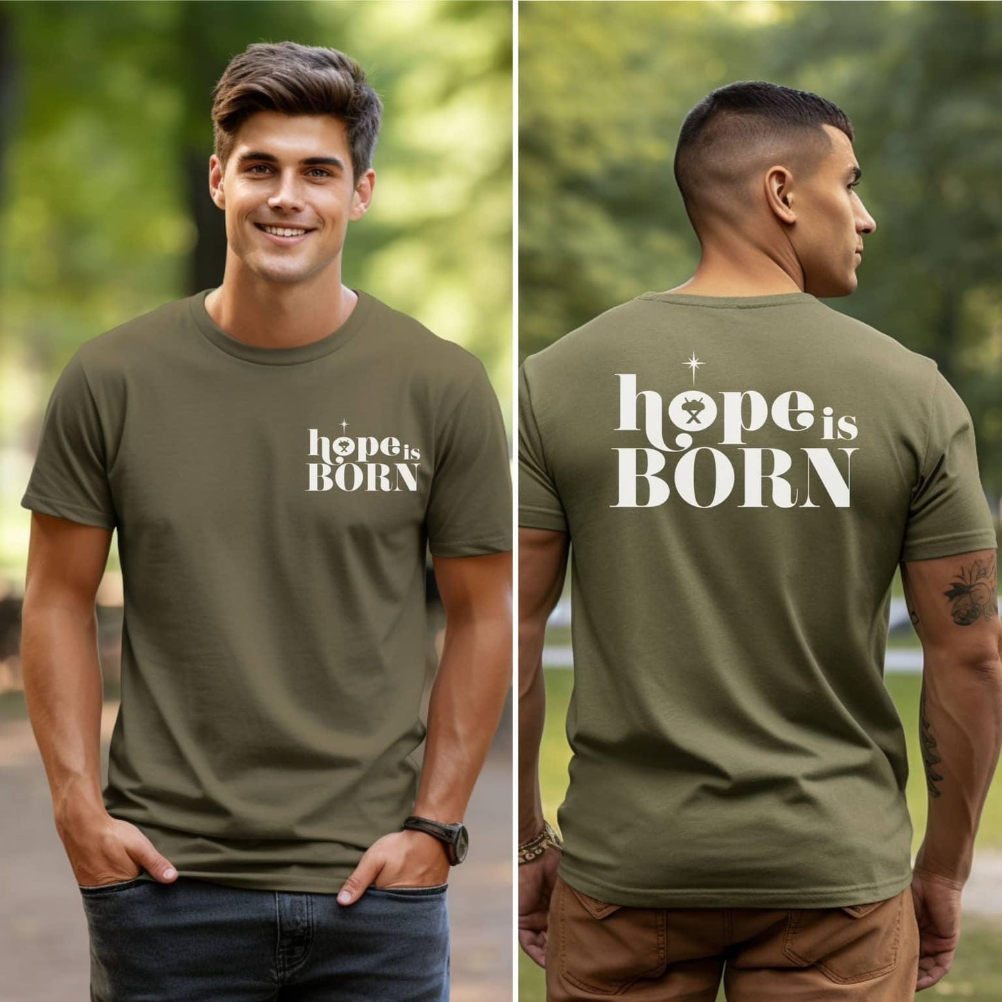 Hope Is Born Christimas Men’s Tee - JT Footprint Apparel