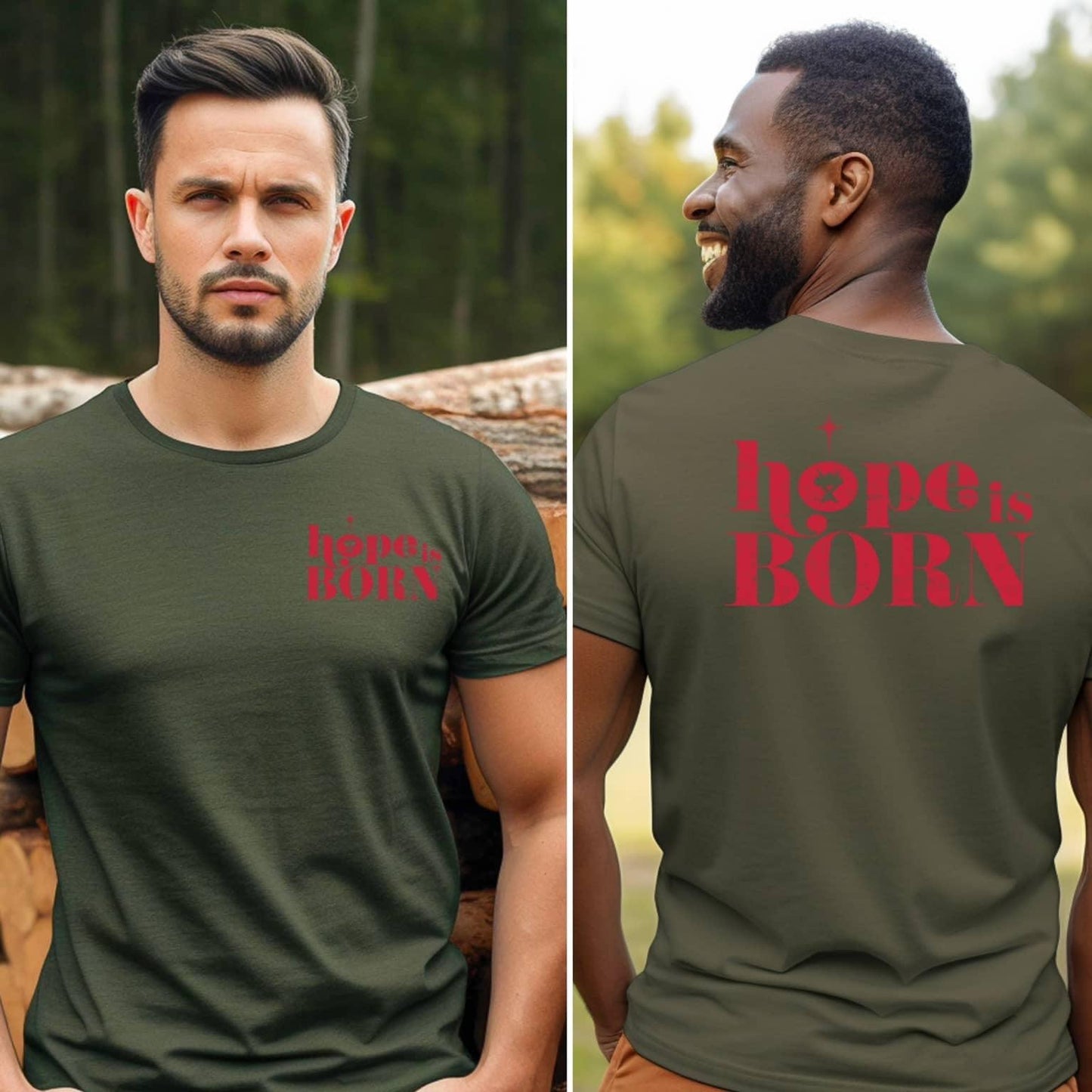 Hope Is Born Christimas Men’s Tee - JT Footprint Apparel