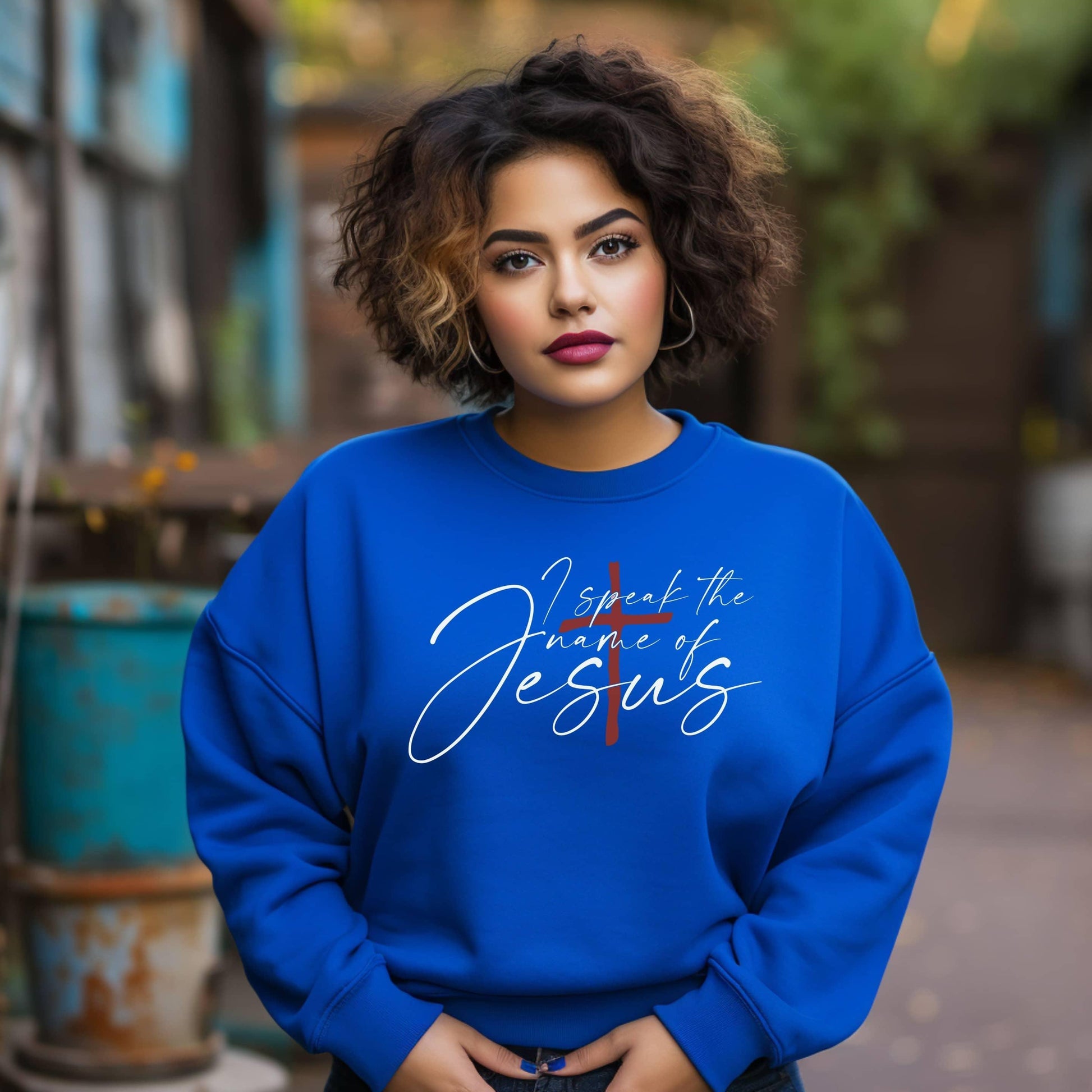 I Speak The Name Of Jesus Women’s Plus Sweatshirt - JT Footprint Apparel