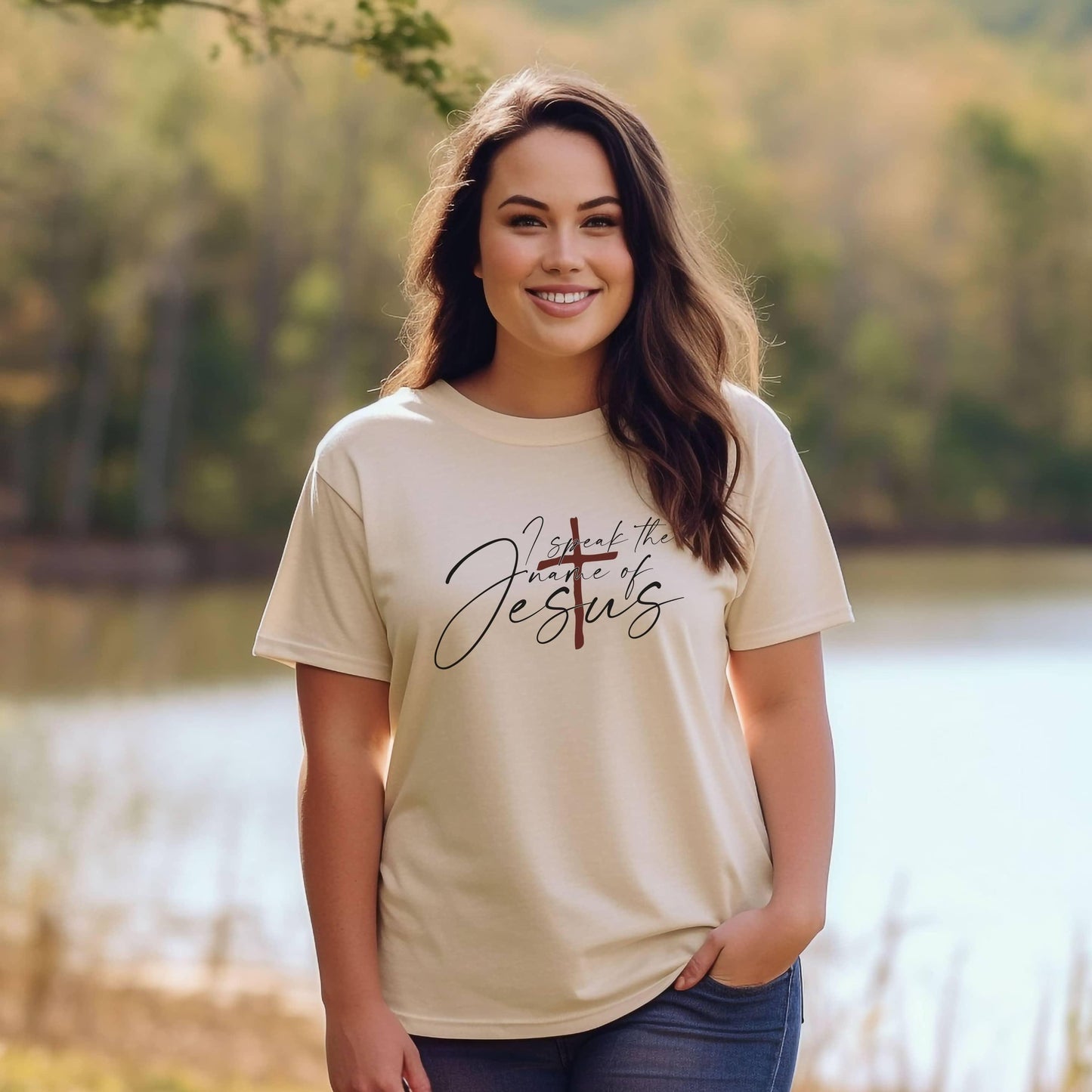 I Speak The Name Of Jesus Women’s Plus Tee - JT Footprint Apparel