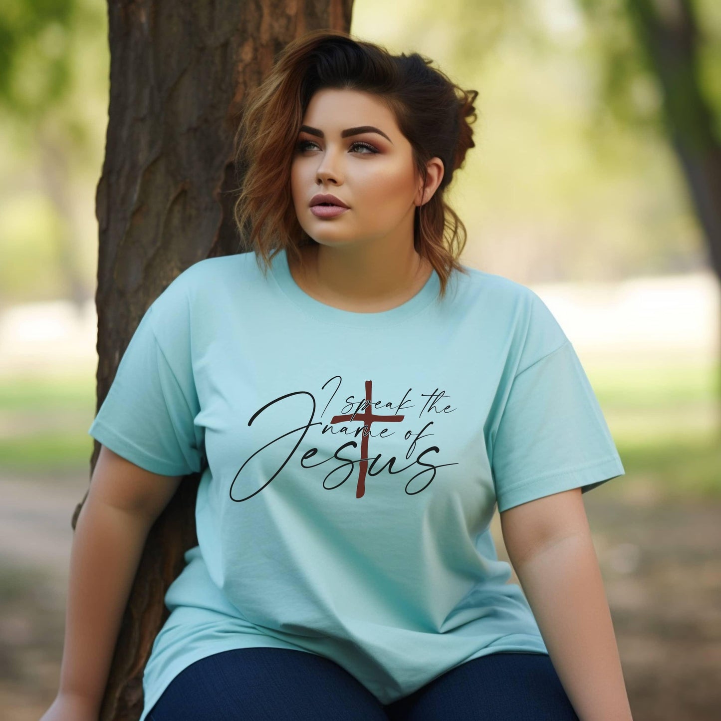 I Speak The Name Of Jesus Women’s Plus Tee - JT Footprint Apparel