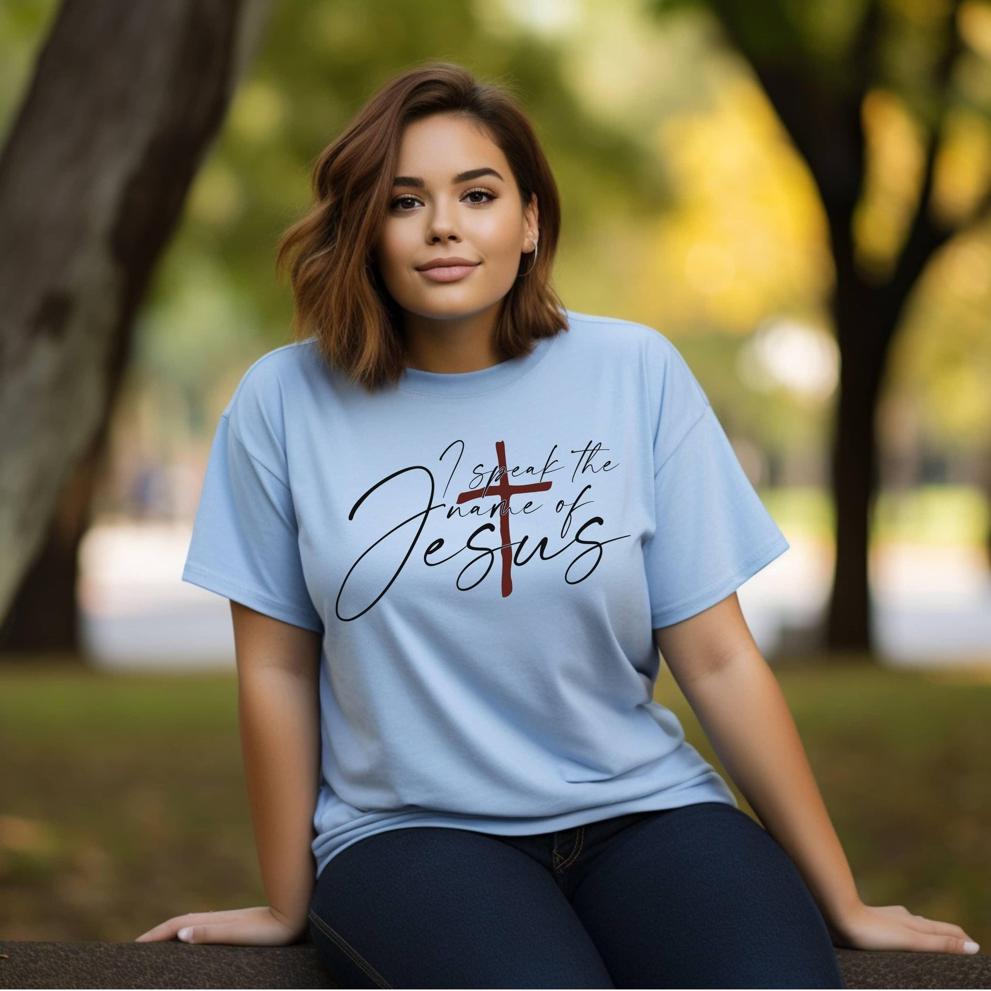 I Speak The Name Of Jesus Women’s Plus Tee - JT Footprint Apparel