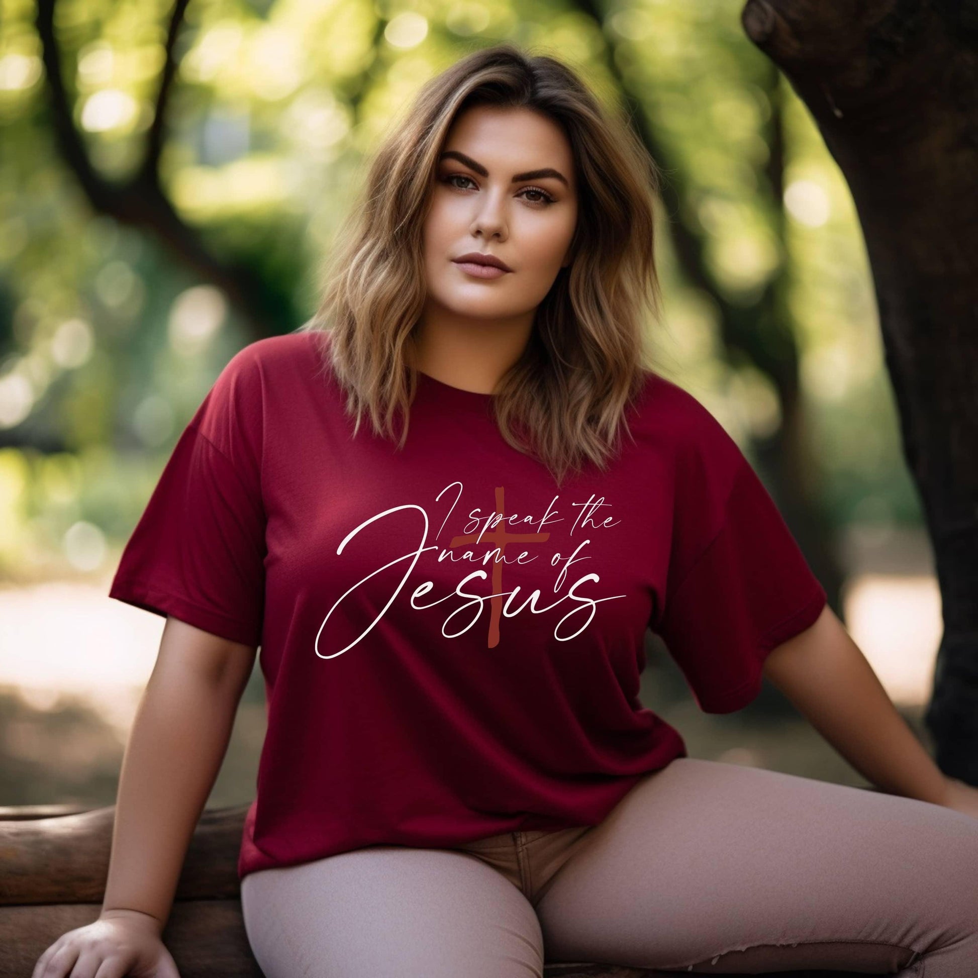 I Speak The Name Of Jesus Women’s Plus Tee - JT Footprint Apparel