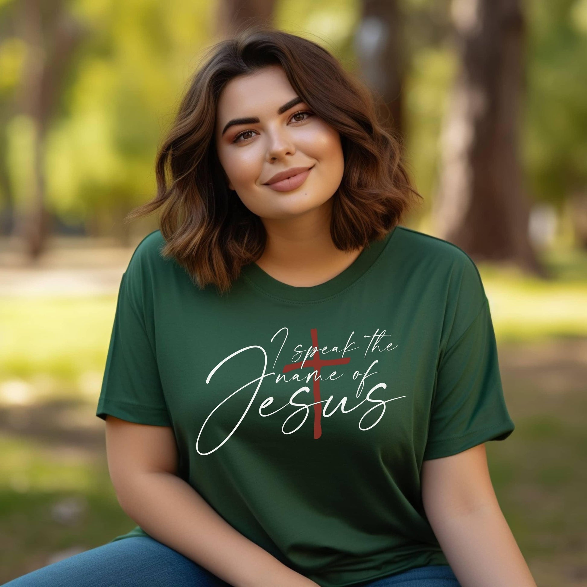 I Speak The Name Of Jesus Women’s Plus Tee - JT Footprint Apparel