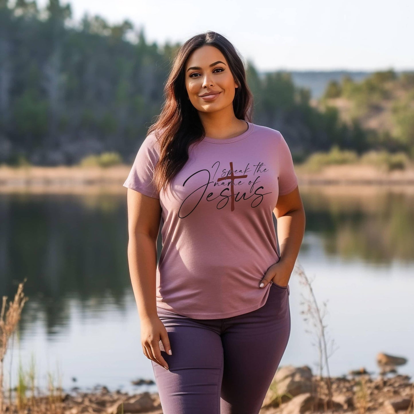 I Speak The Name Of Jesus Women’s Plus Tee - JT Footprint Apparel