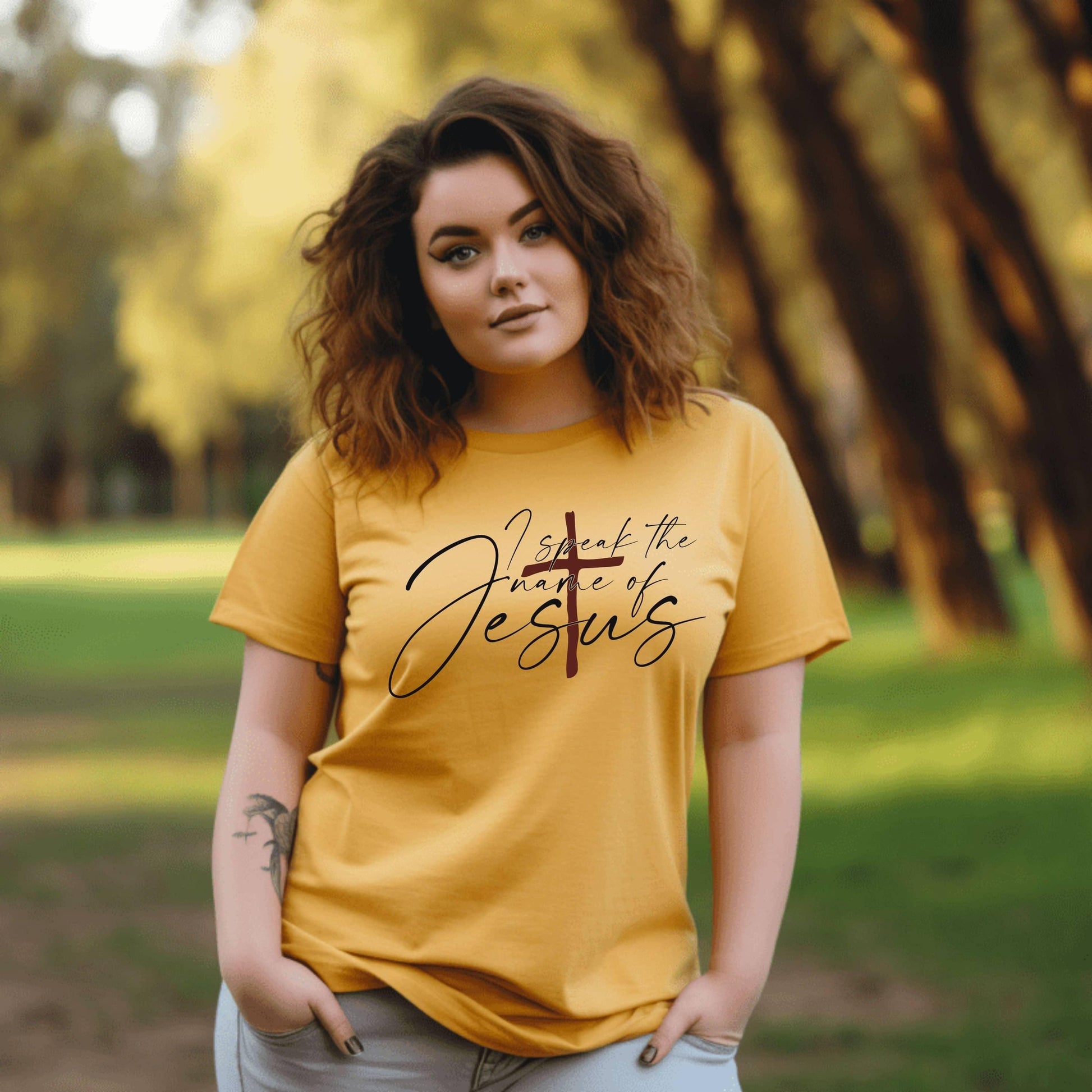 I Speak The Name Of Jesus Women’s Plus Tee - JT Footprint Apparel